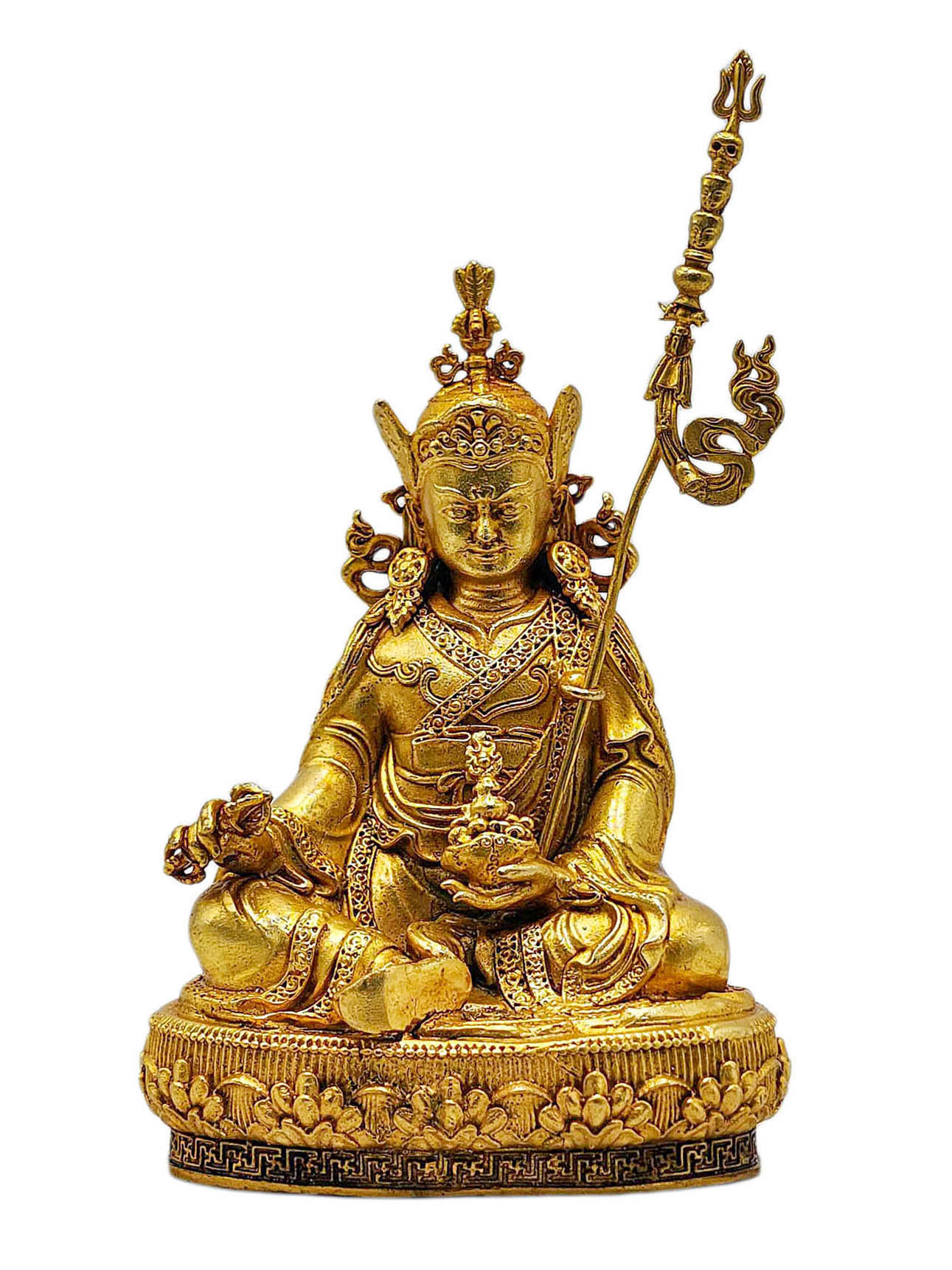 [hq], [padmasambhava]. Buddhist Miniature Statue, [gold Plated]