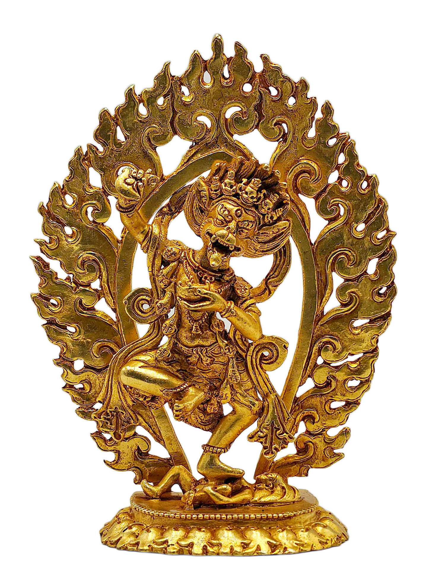 [simhamukha Yogini]. Buddhist Miniature Statue, [gold Plated]