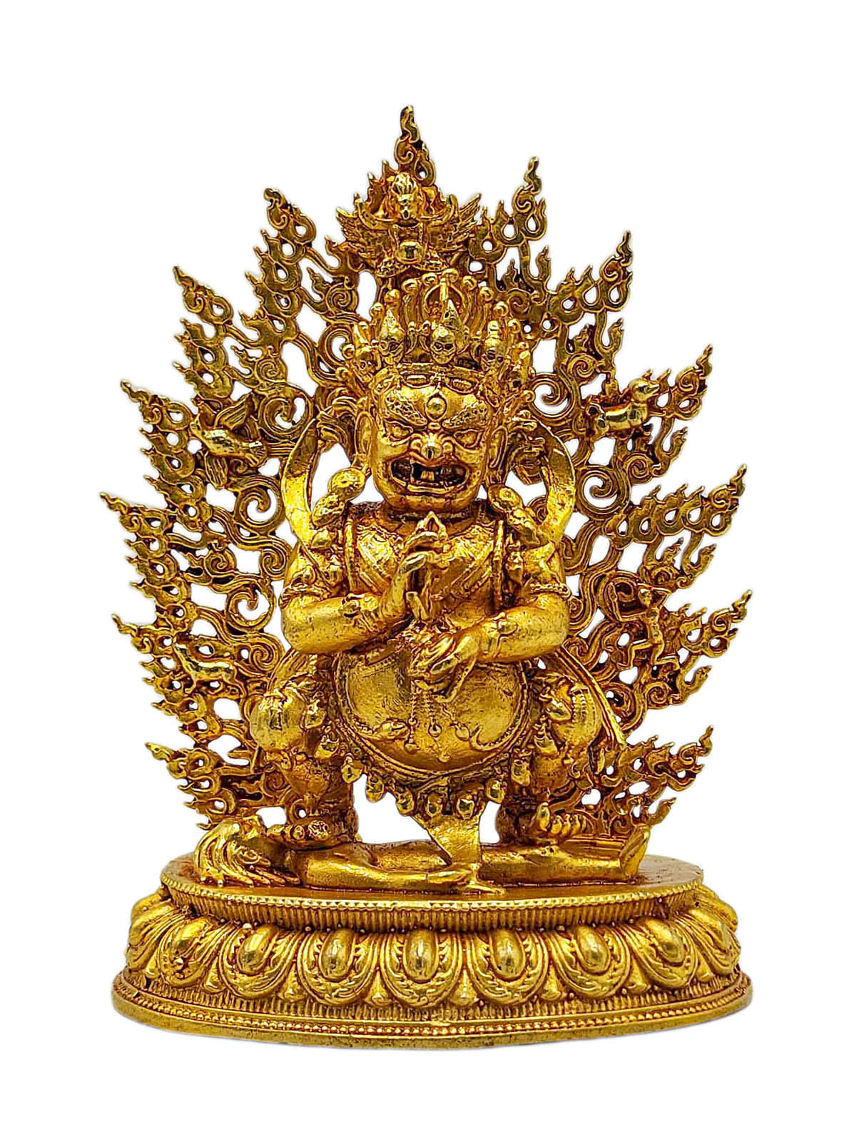 [mahakala Black]. Buddhist Miniature Statue, [gold Plated]
