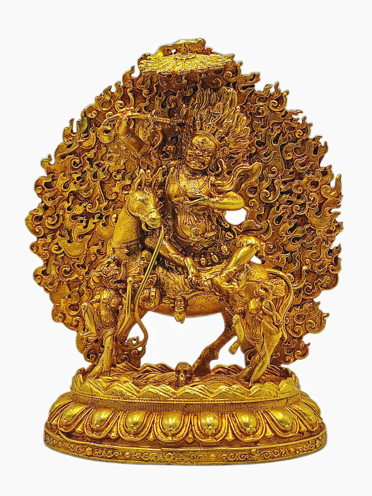 [palden Lahmo]. Buddhist Miniature Statue, [full Gold Plated]