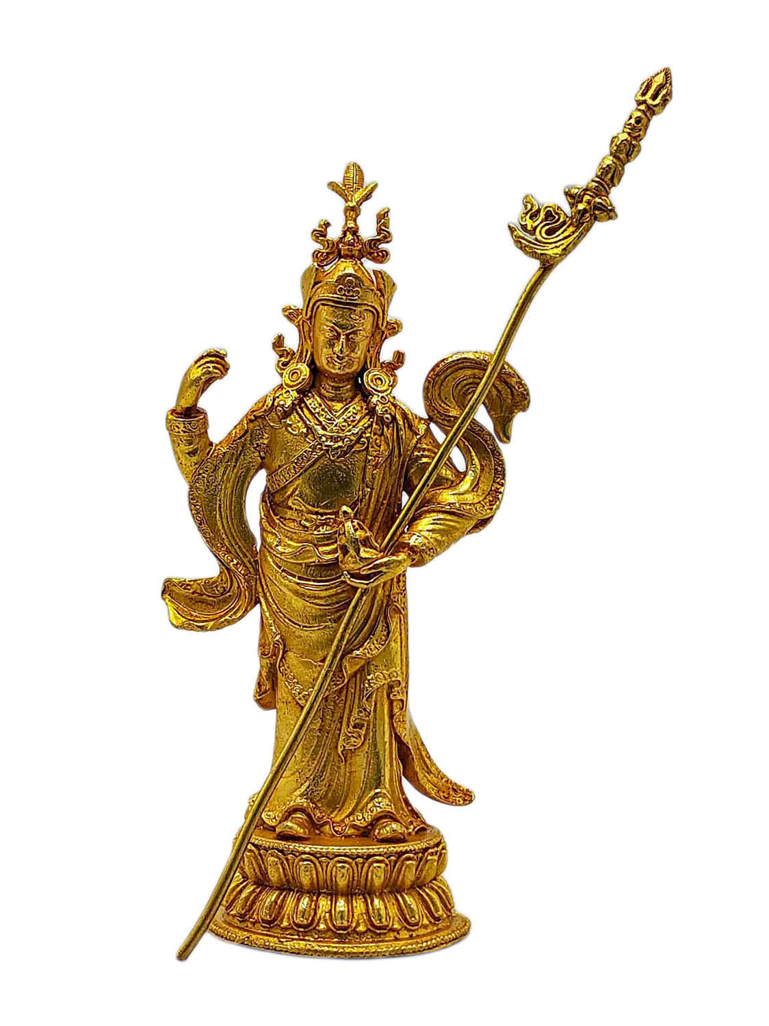 [standing Padmasambhava], [guru Rinpochen], Buddhist Miniature Statue, [gold Plated]