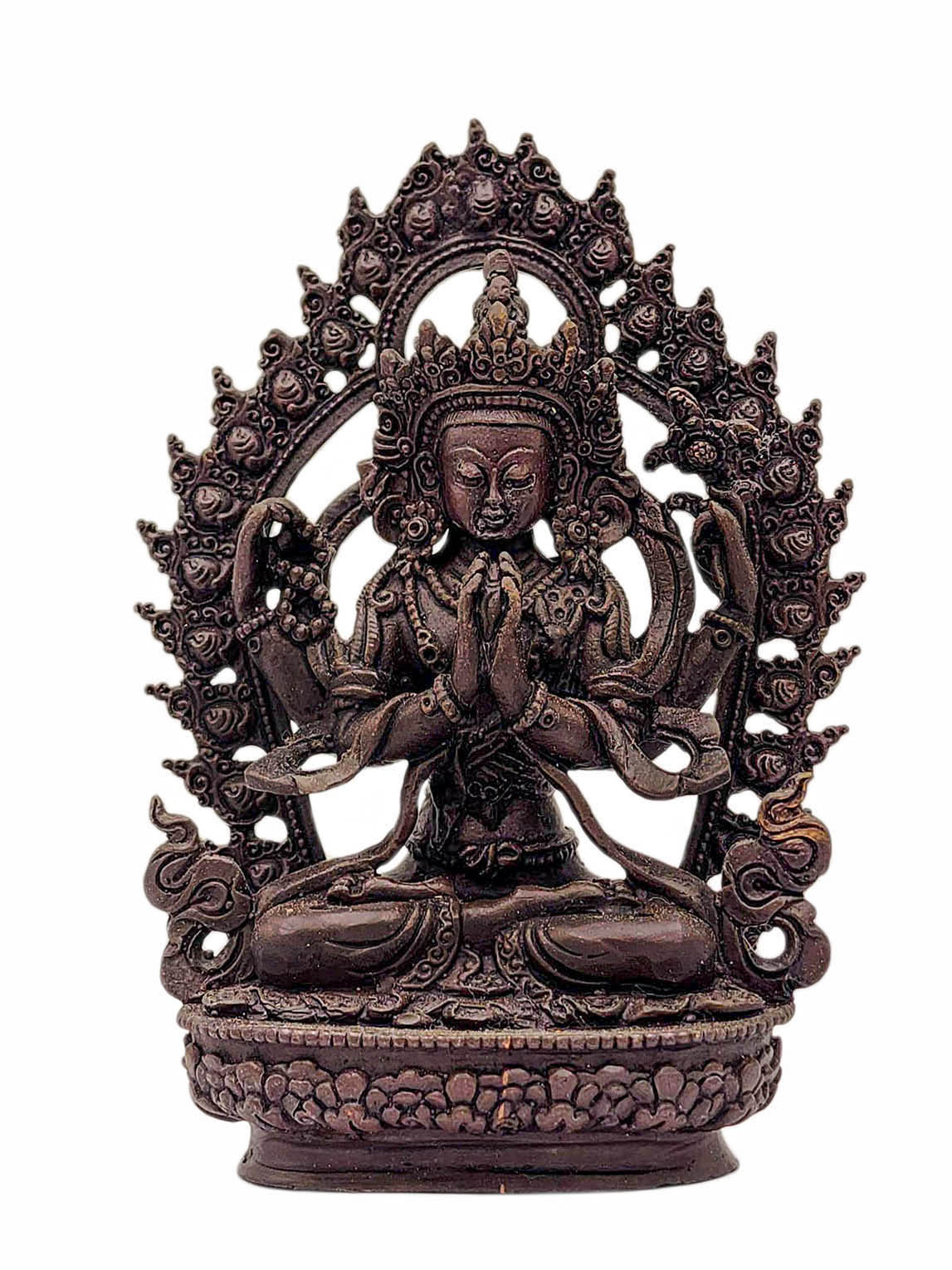 [chenrezig], Buddhist Miniature Statue, [chocolate Oxidized]
