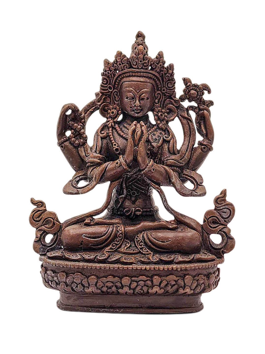 [chenrezig], Buddhist Miniature Statue, [chocolate Oxidized]