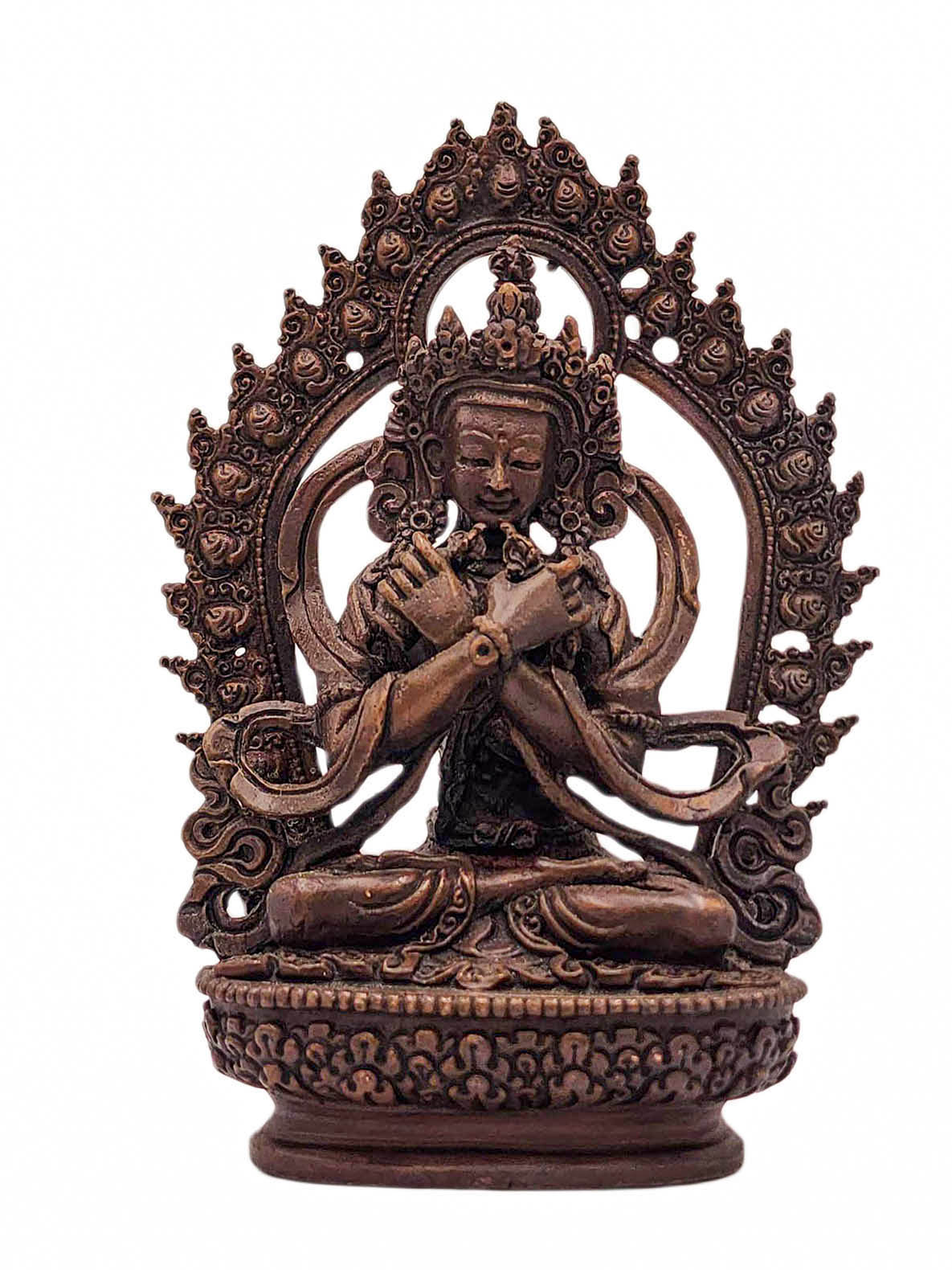 [vajradhara], Buddhist Miniature Statue, [chocolate Oxidized]