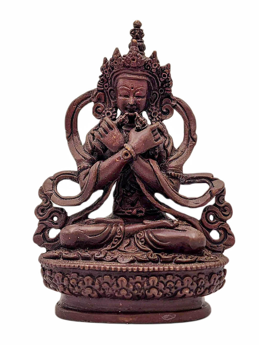 [vajradhara], Buddhist Miniature Statue, [chocolate Oxidized]