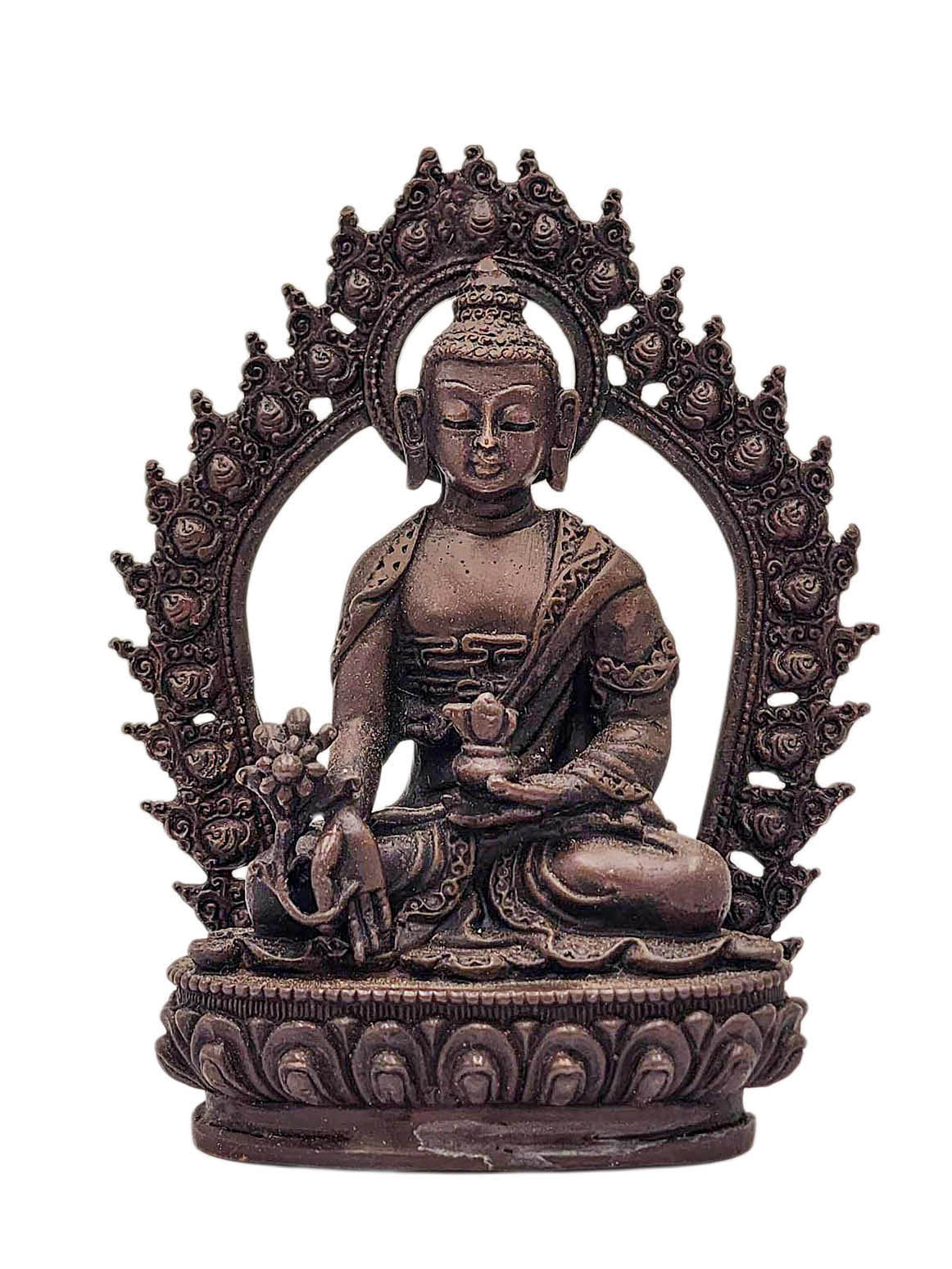 [medicine Buddha], Buddhist Miniature Statue, [chocolate Oxidized]