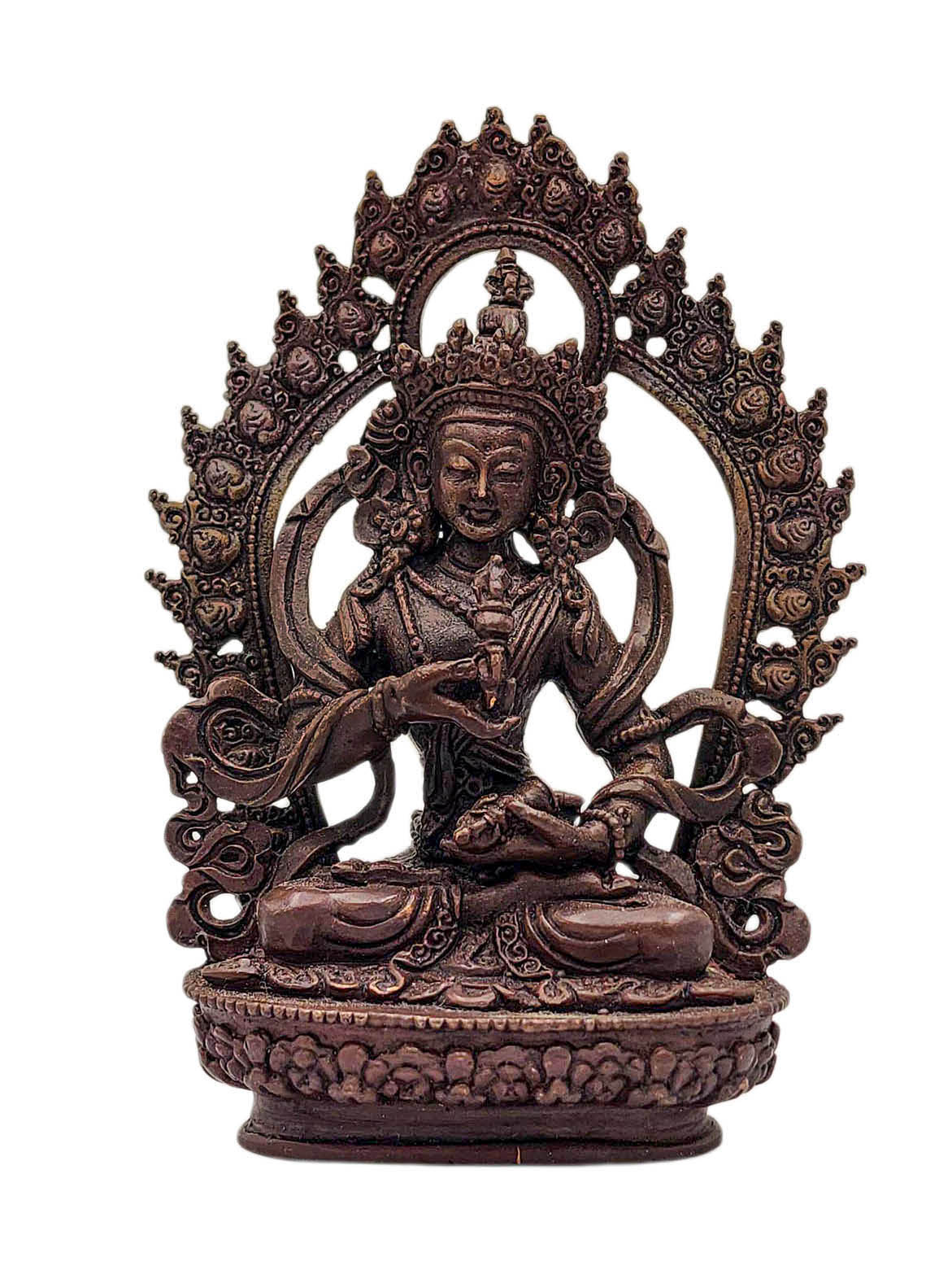 [vajrasattva], Buddhist Miniature Statue, [chocolate Oxidized]