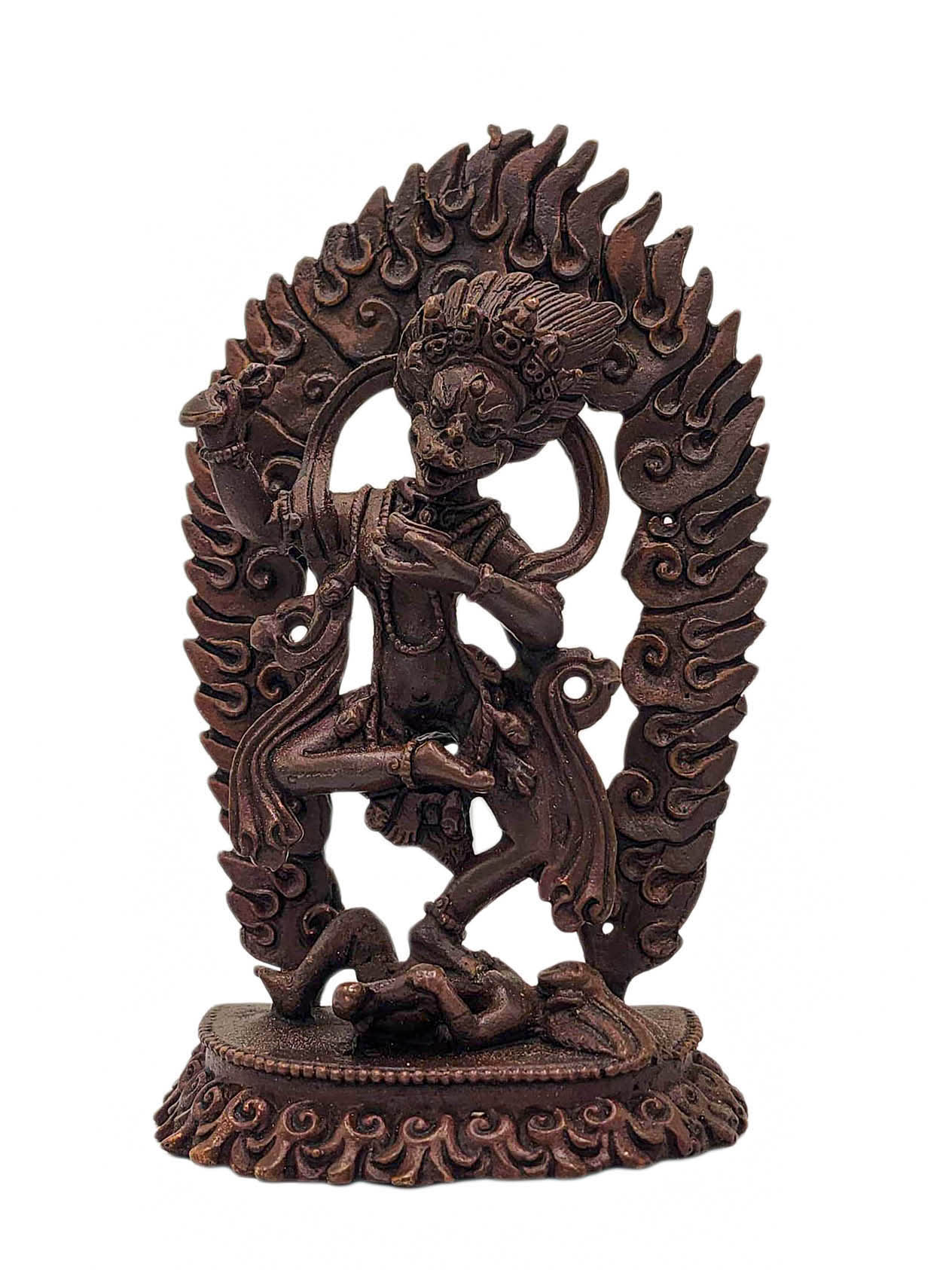 [simhamukha Yogini], Buddhist Miniature Statue, [chocolate Oxidized]