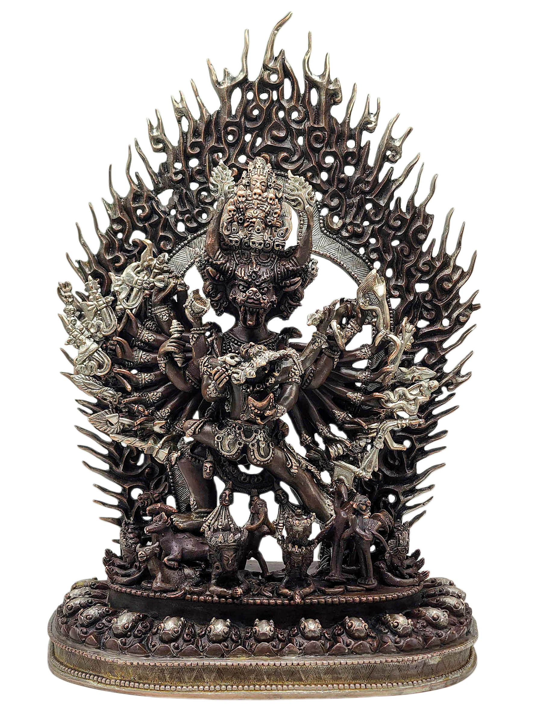 [yamantaka Shakti], [consort], Buddhist Handmade Statue, [silver And Chocolate Oxidized]