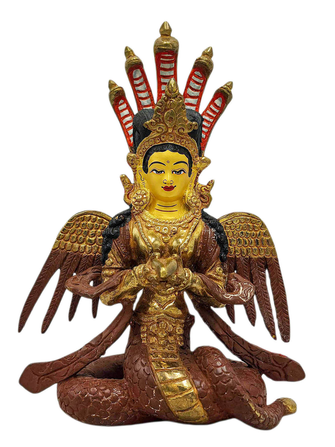 [naga Kanya],buddhsit Handmade Statue, [patly Gold Plated], [face Painted]
