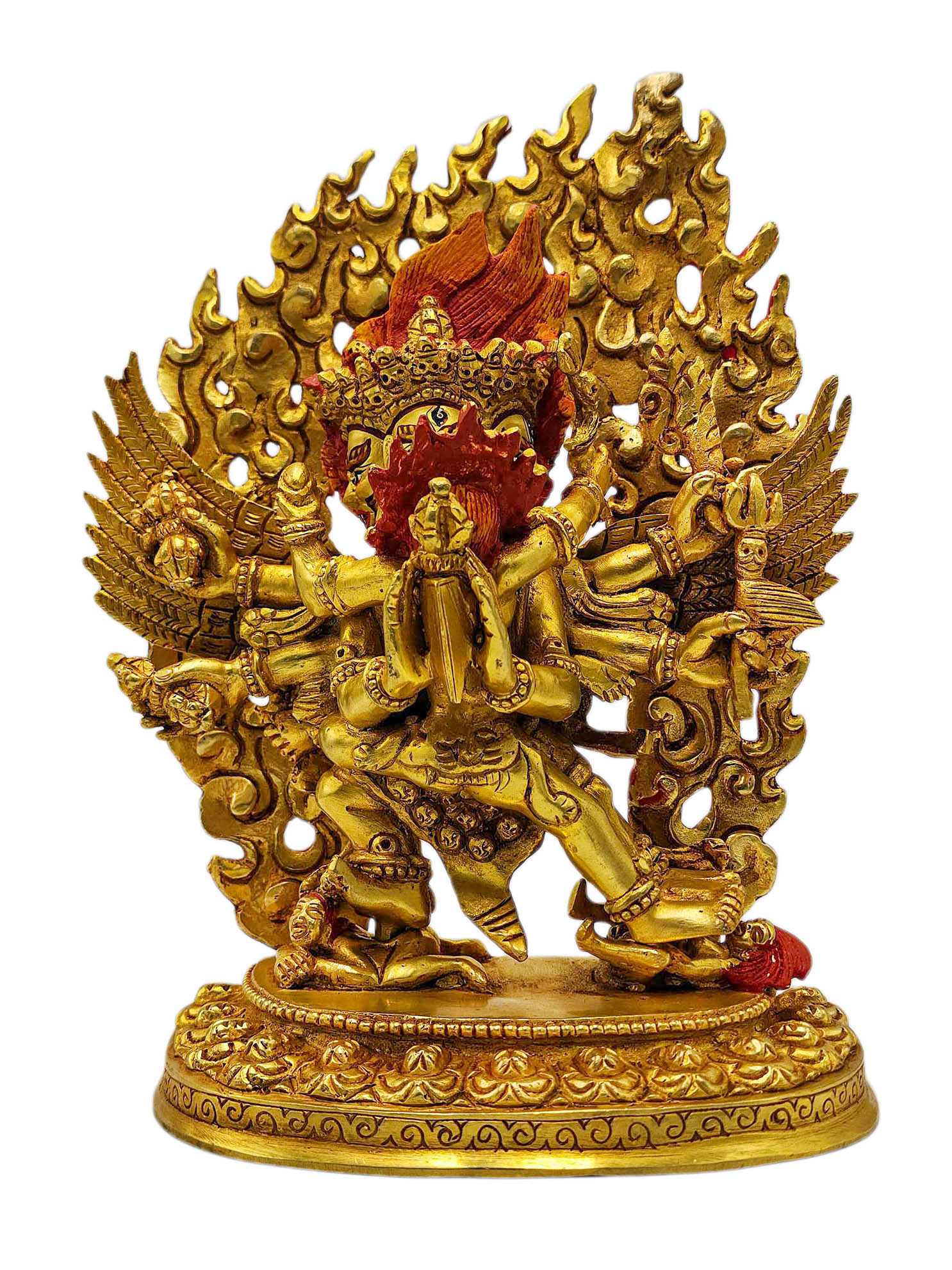 [vajrakilaya Shakti - Dorje Phurba], Buddhist Handmade Statue, [full Gold Plated], [face Painted]
