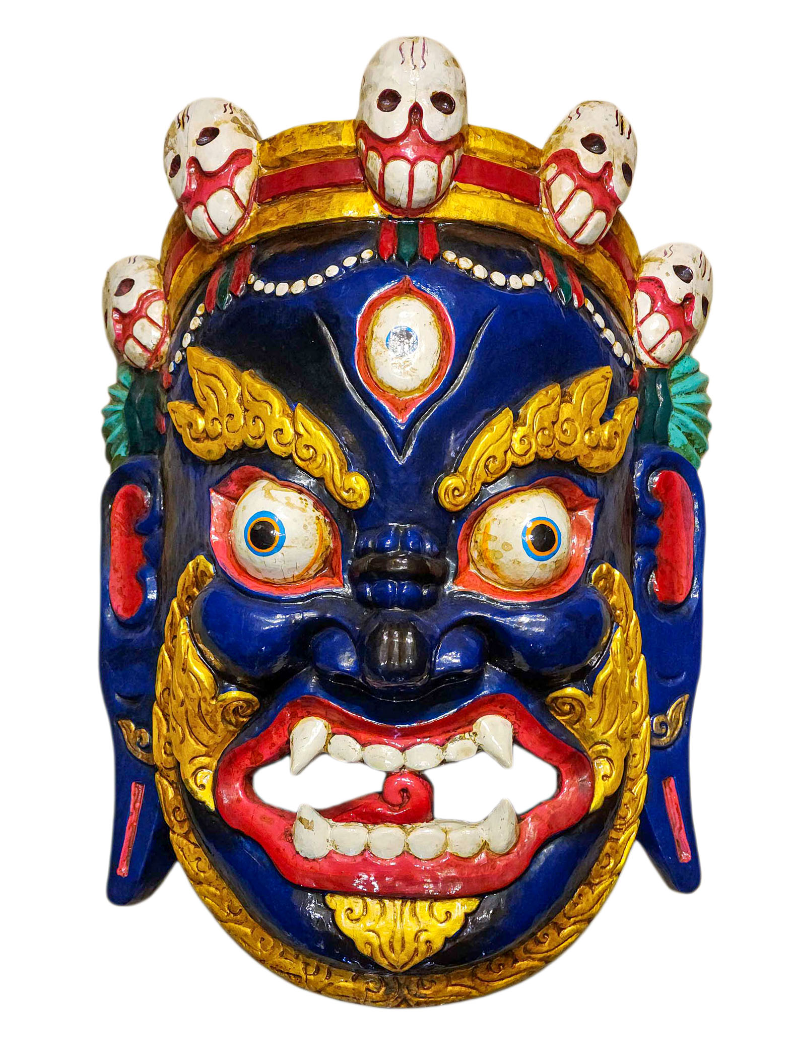 [bhairav], Handmade Wooden Statue, [thangka Color Finishing], Poplar Wood