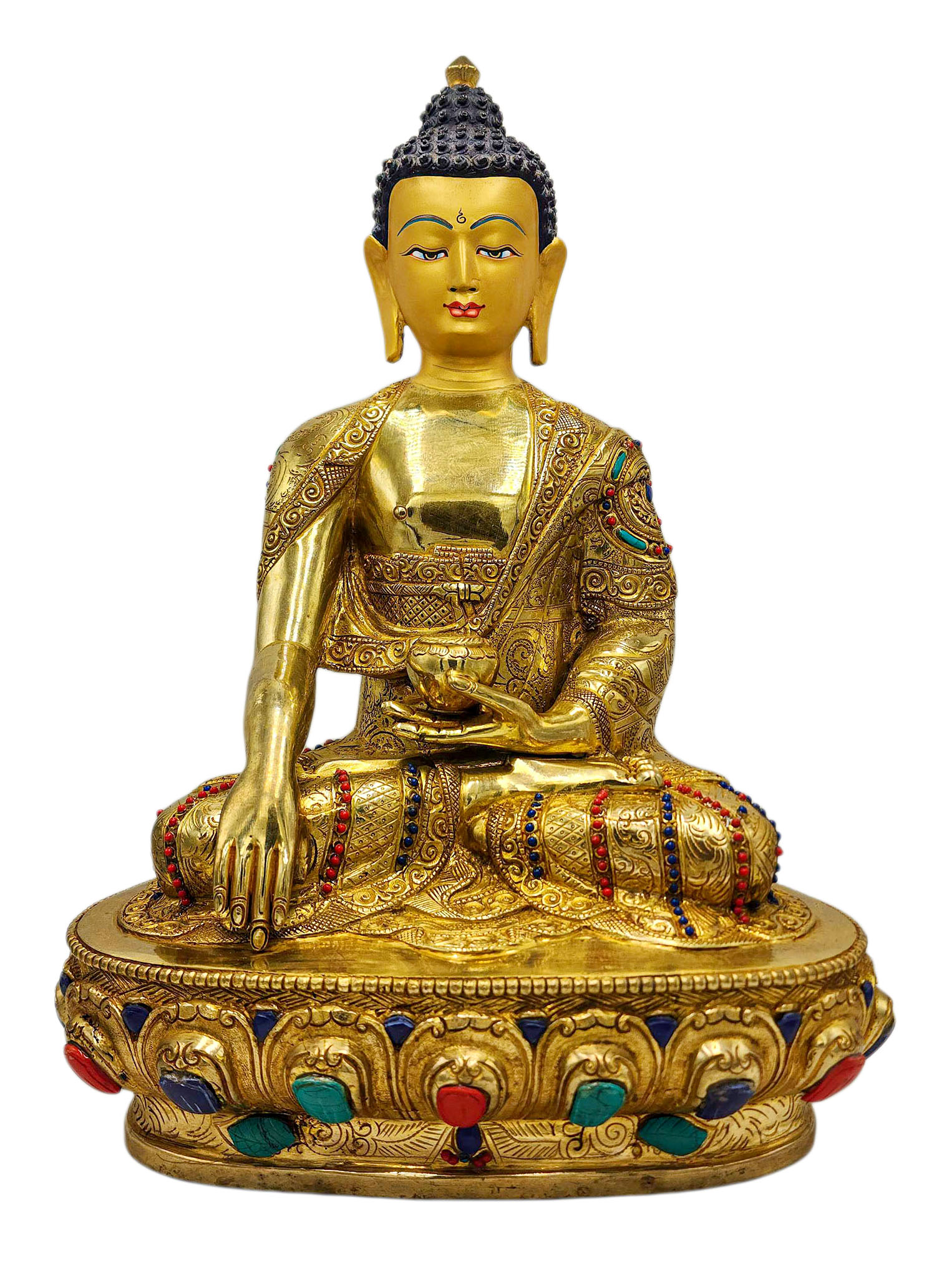 [shakyamuni Buddha], Buddhist Handmade Statue, [full Gold Plated], [face Painted]