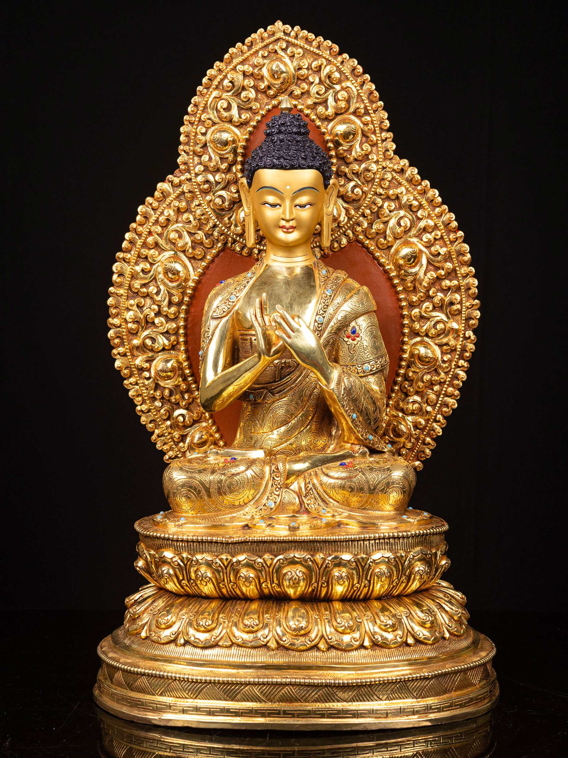 [vairochana Buddha], Buddhist Handmade Statue, [full Gold Plated], [face Painted]