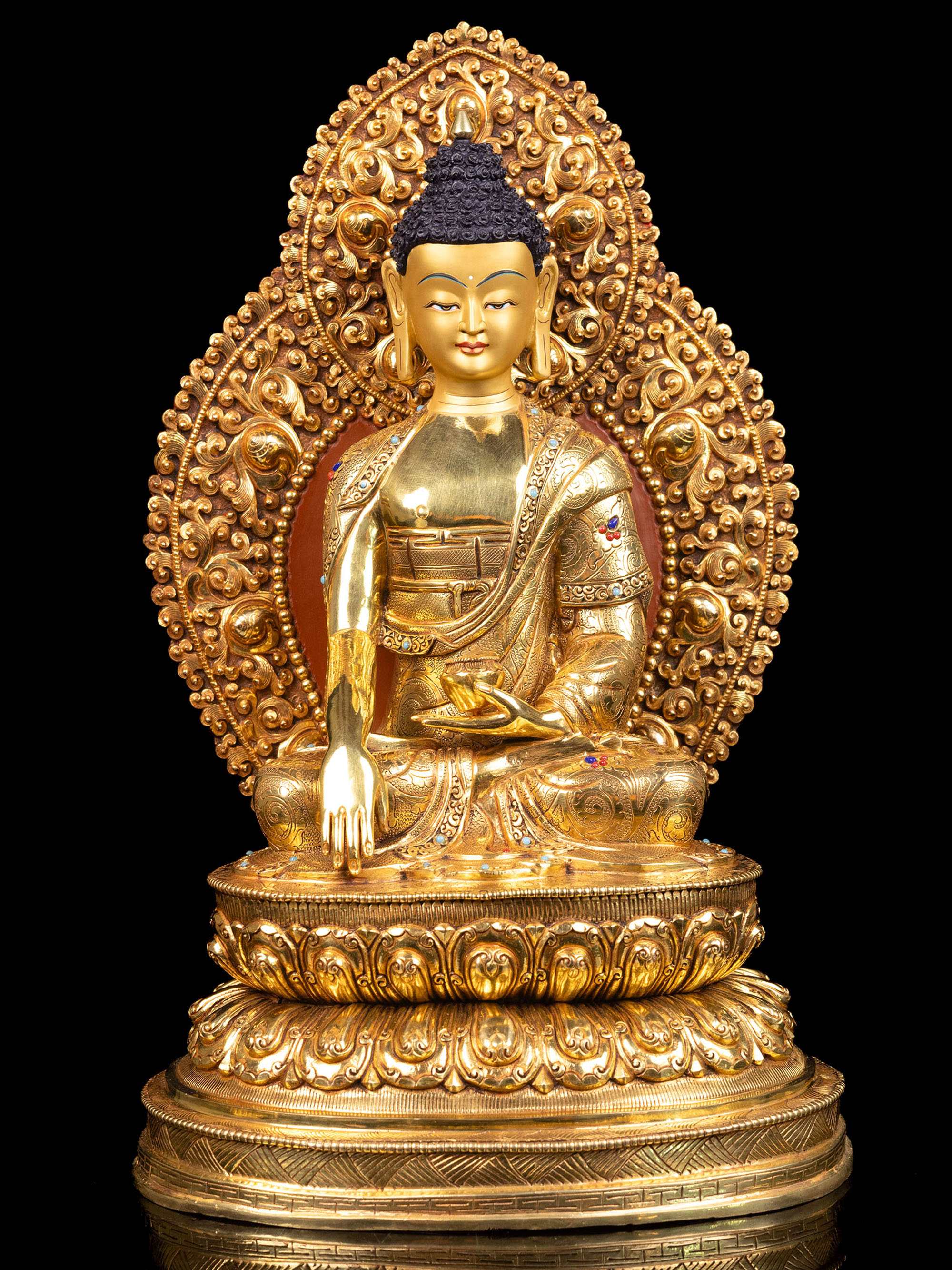 [shakyamuni Buddha], Buddhist Handmade Statue, [full Gold Plated], [face Painted]