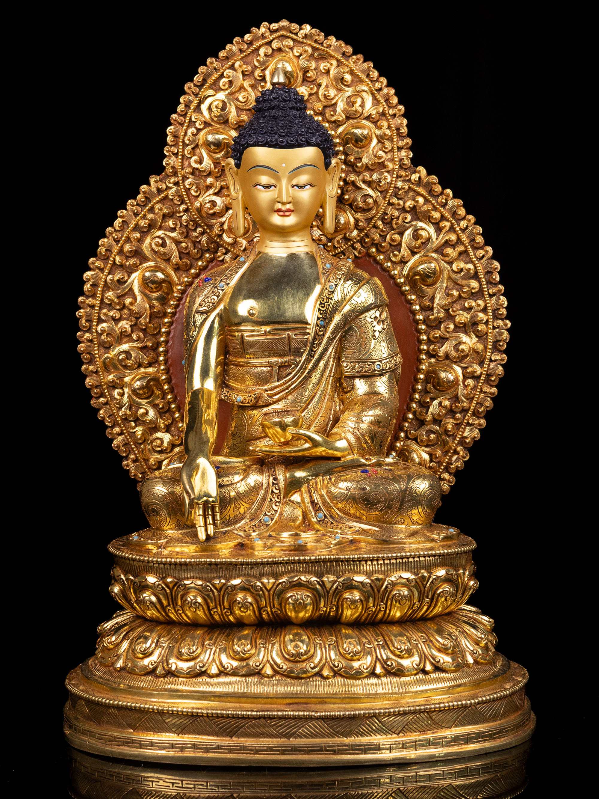 [shakyamuni Buddha], Buddhist Handmade Statue, [full Gold Plated], [face Painted]