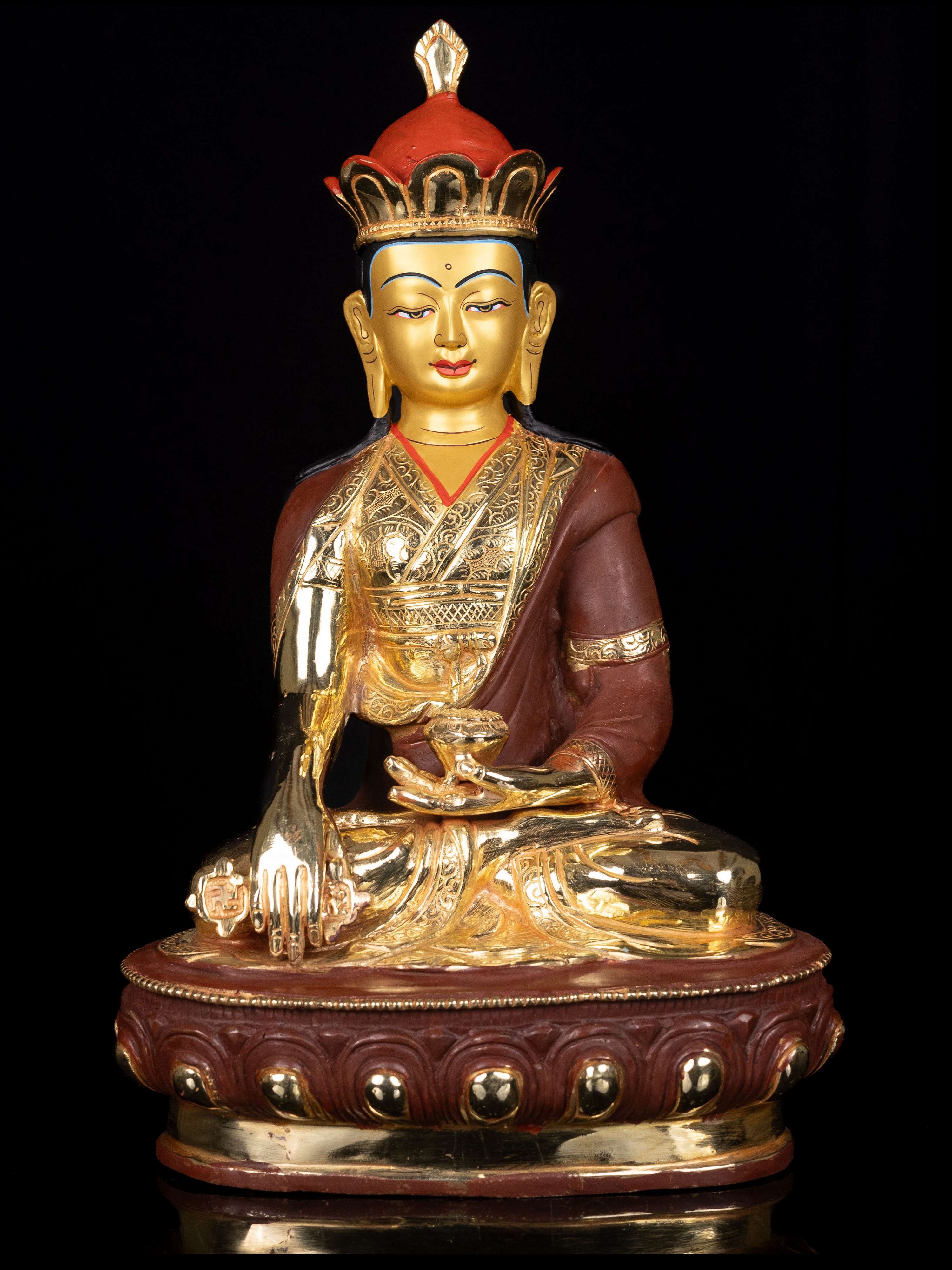 [tonpa Shenrab], Buddhist Handmade Statue, [partly Gold Plated], [face Painted],