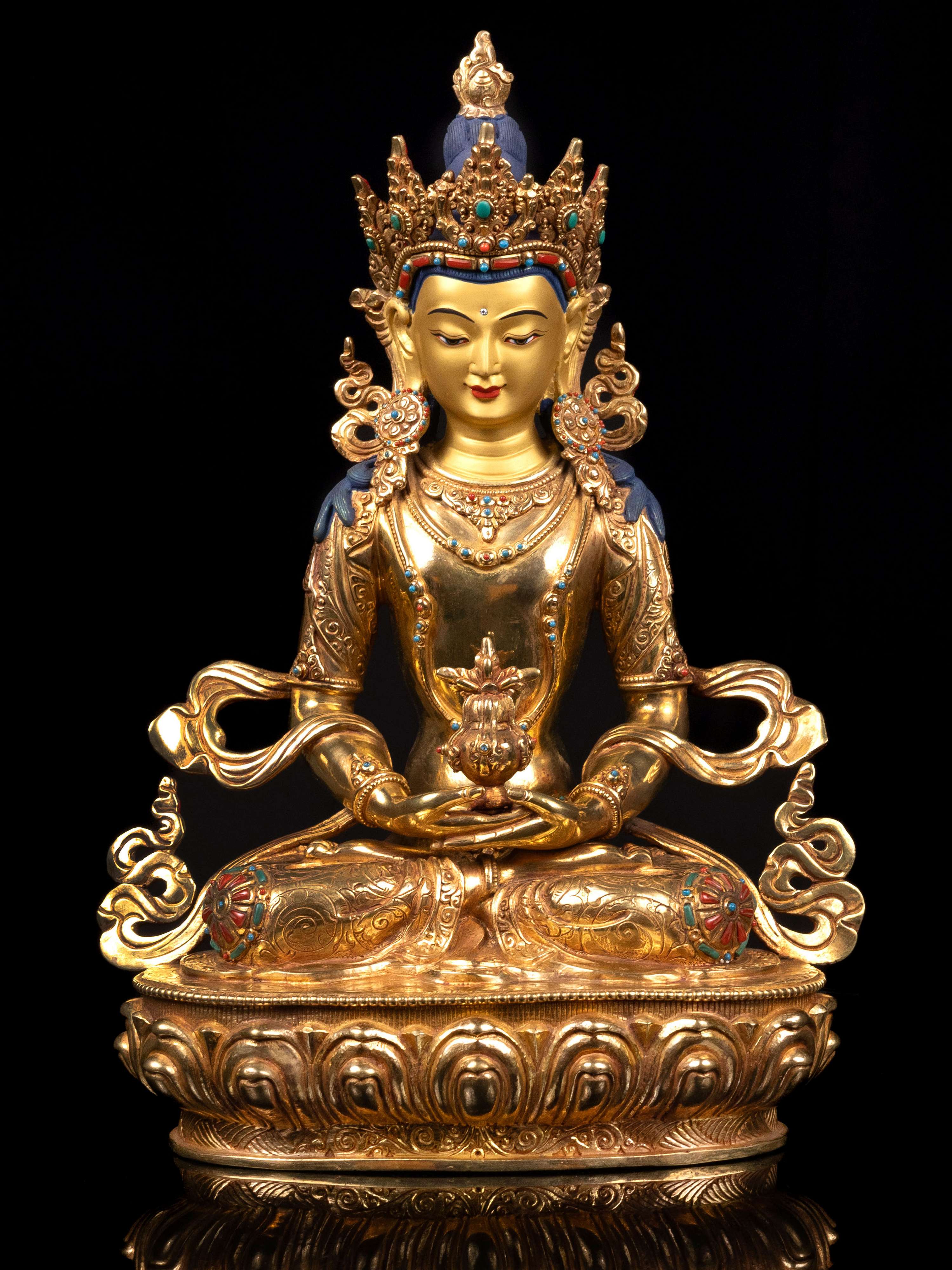 [aparimita] Buddhist Handmade Statue, [full Gold Plated],[stone Setting], [face Painted]