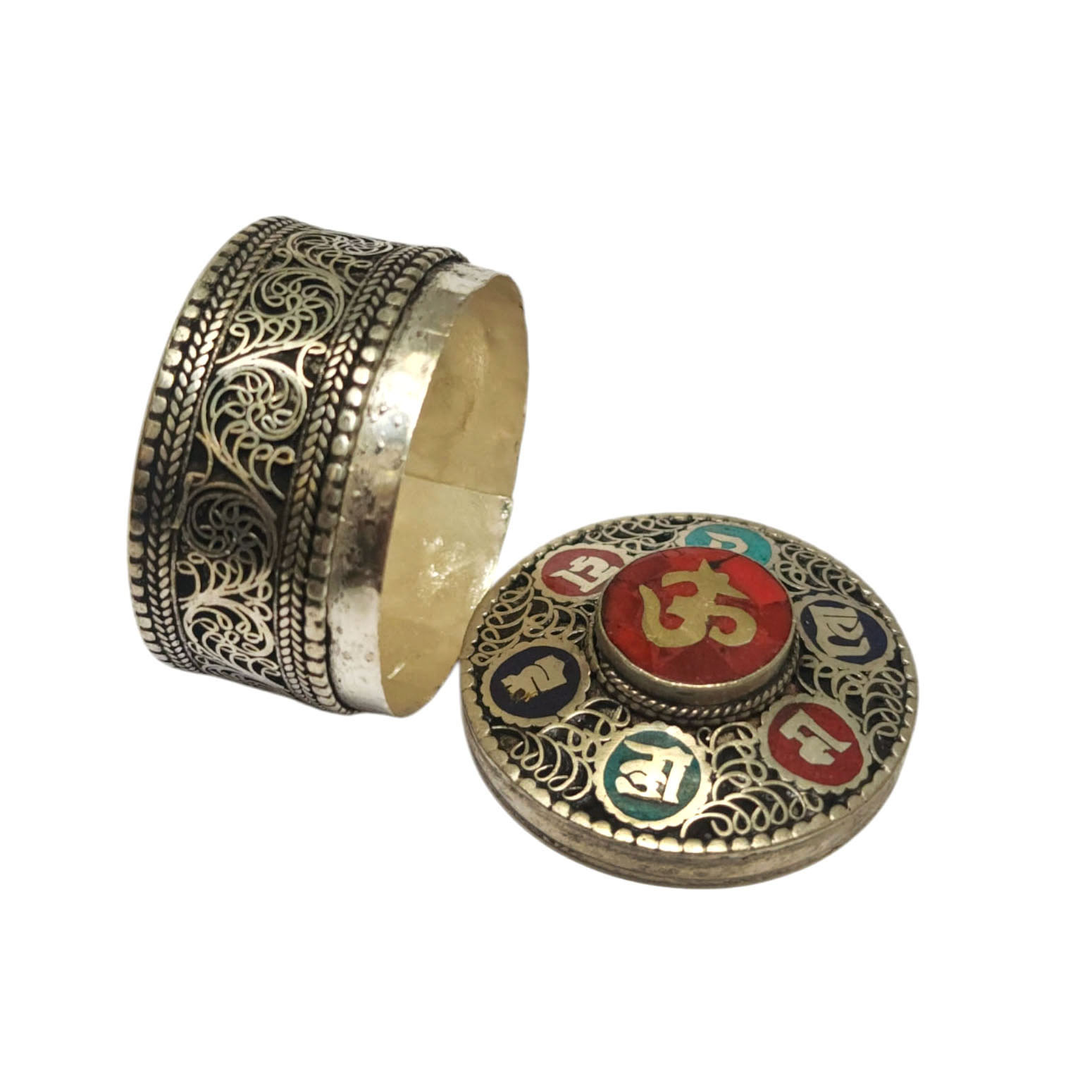[jewelery Box] With Omph Design And Om In Center, [stone Setting]