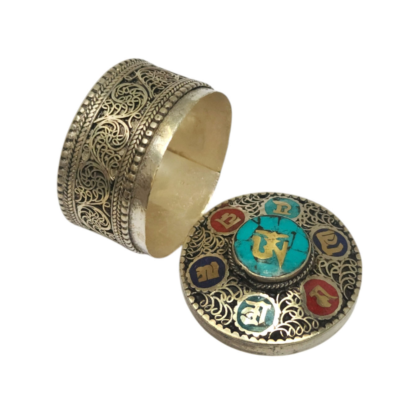 [jewelery Box] With Omph Design And Buddha Eye In Center, [stone Setting]