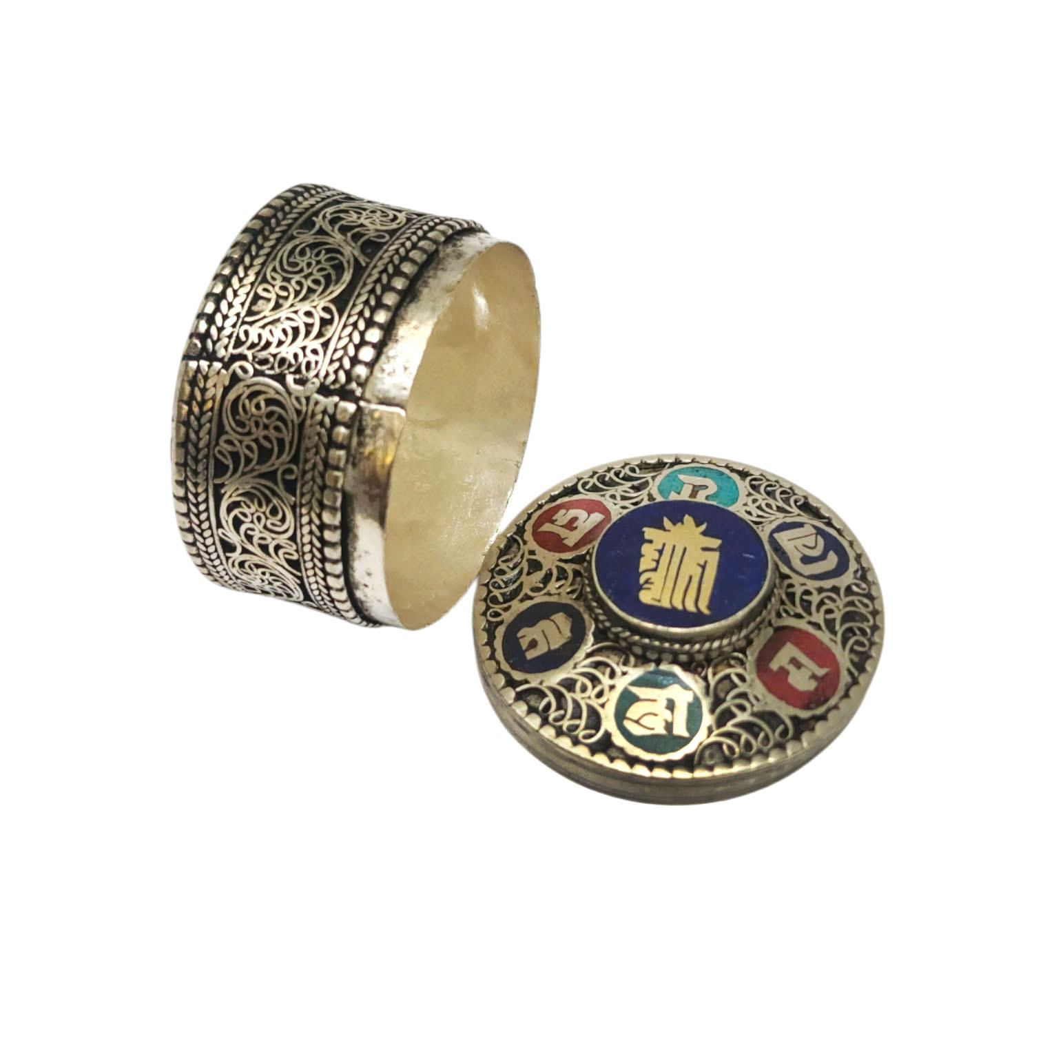 [jewelery Box] With Omph Design And Kalchakra In Center, [stone Setting]