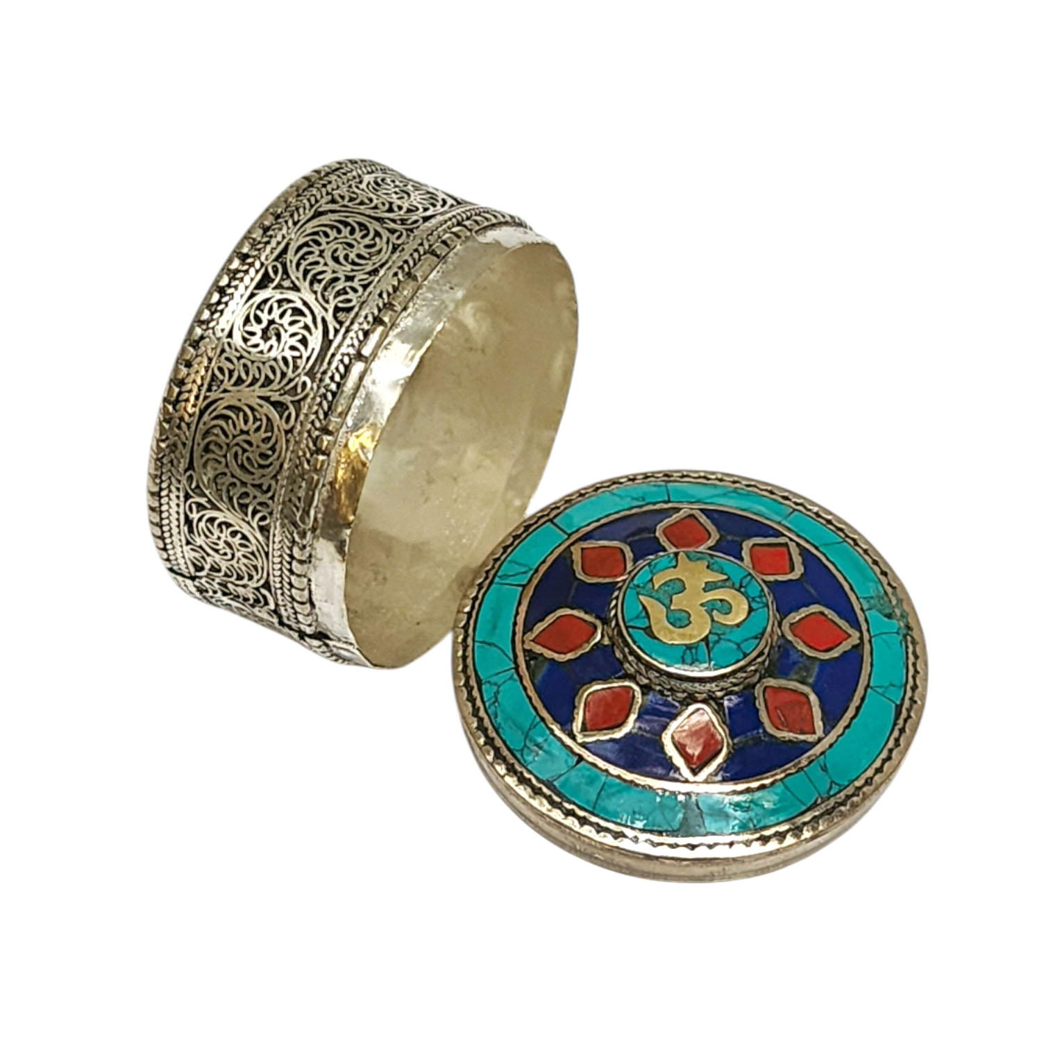[jewelery Box] With Om - Hindu Design, [stone Setting]