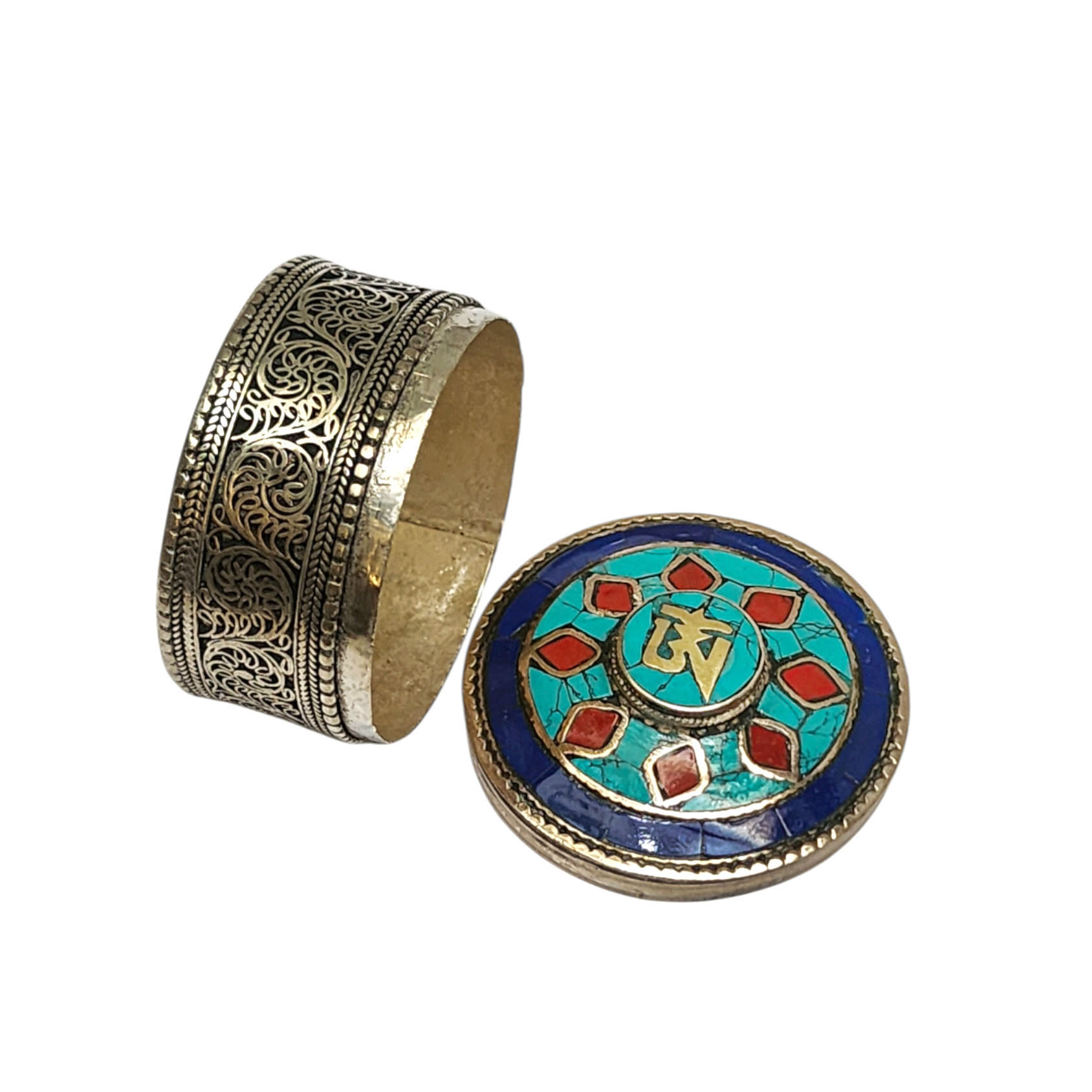 [jewelery Box] With Om - Hindu Design, [stone Setting]