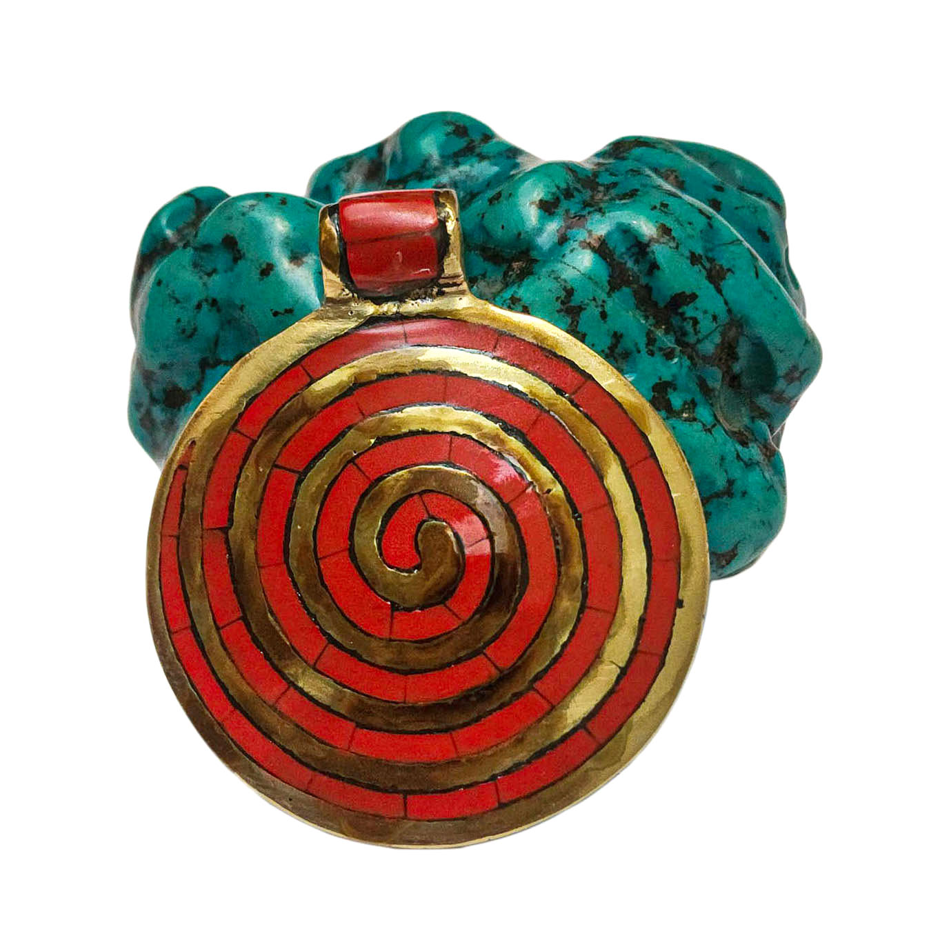 [metal Pendants] With Spiral Design, [stone Setting], [coral]