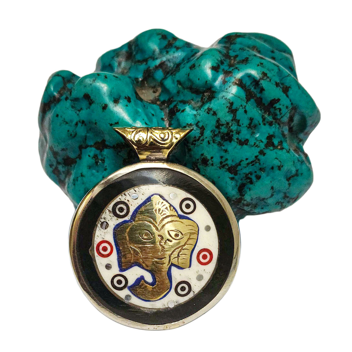 [metal Pendants] With Ganesh In Center, [stone Setting]