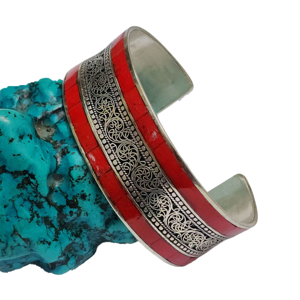 [metal Bracelet], With [stone Setting] Design,[coral]