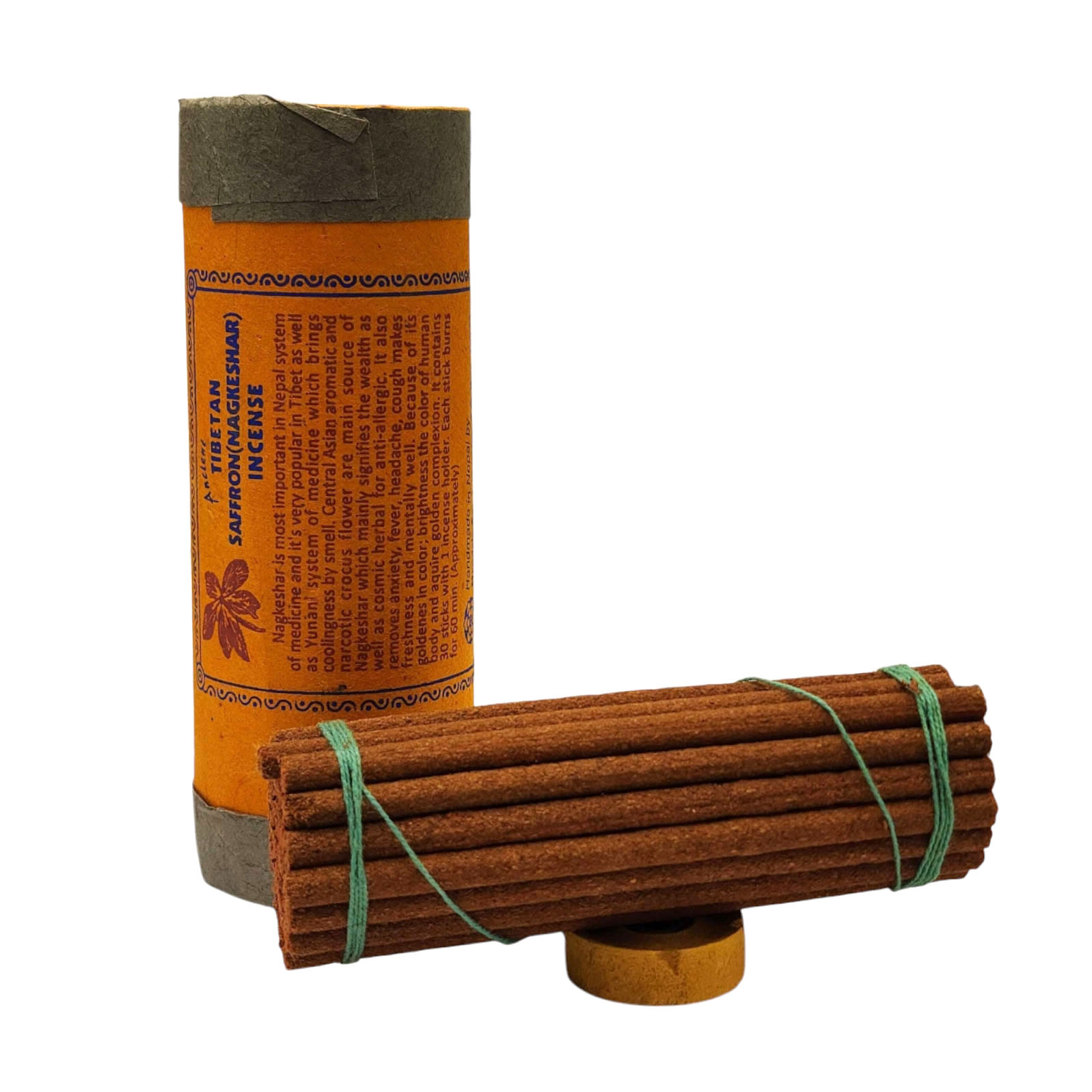 [tibetan Saffron], (nagkeshar) Tibetan Herbal Incense, [30 Sticks], [incense Holder]