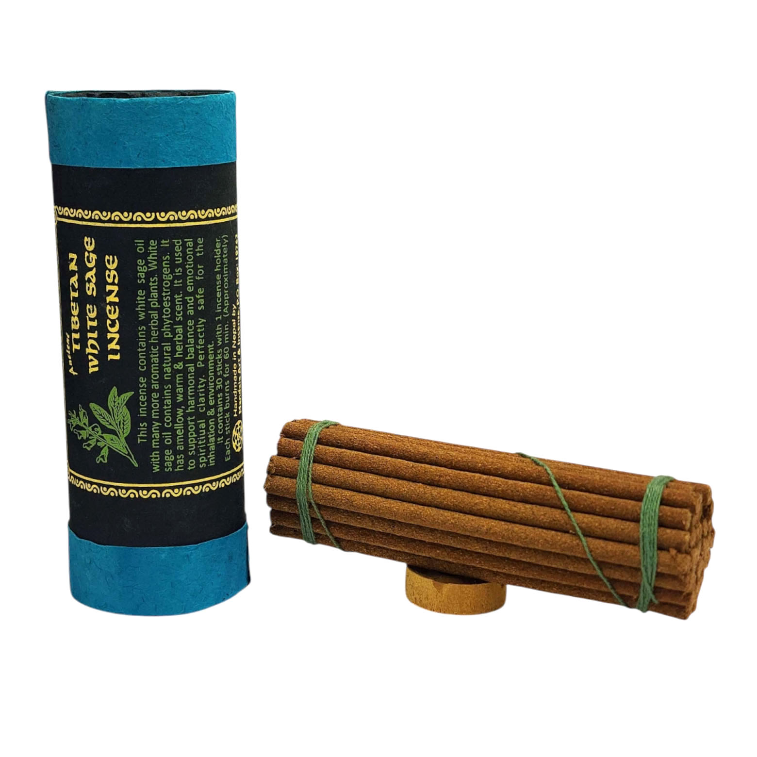 [tibetan White Sage] Tibetan Herbal Incense, [30 Sticks], [incense Holder]