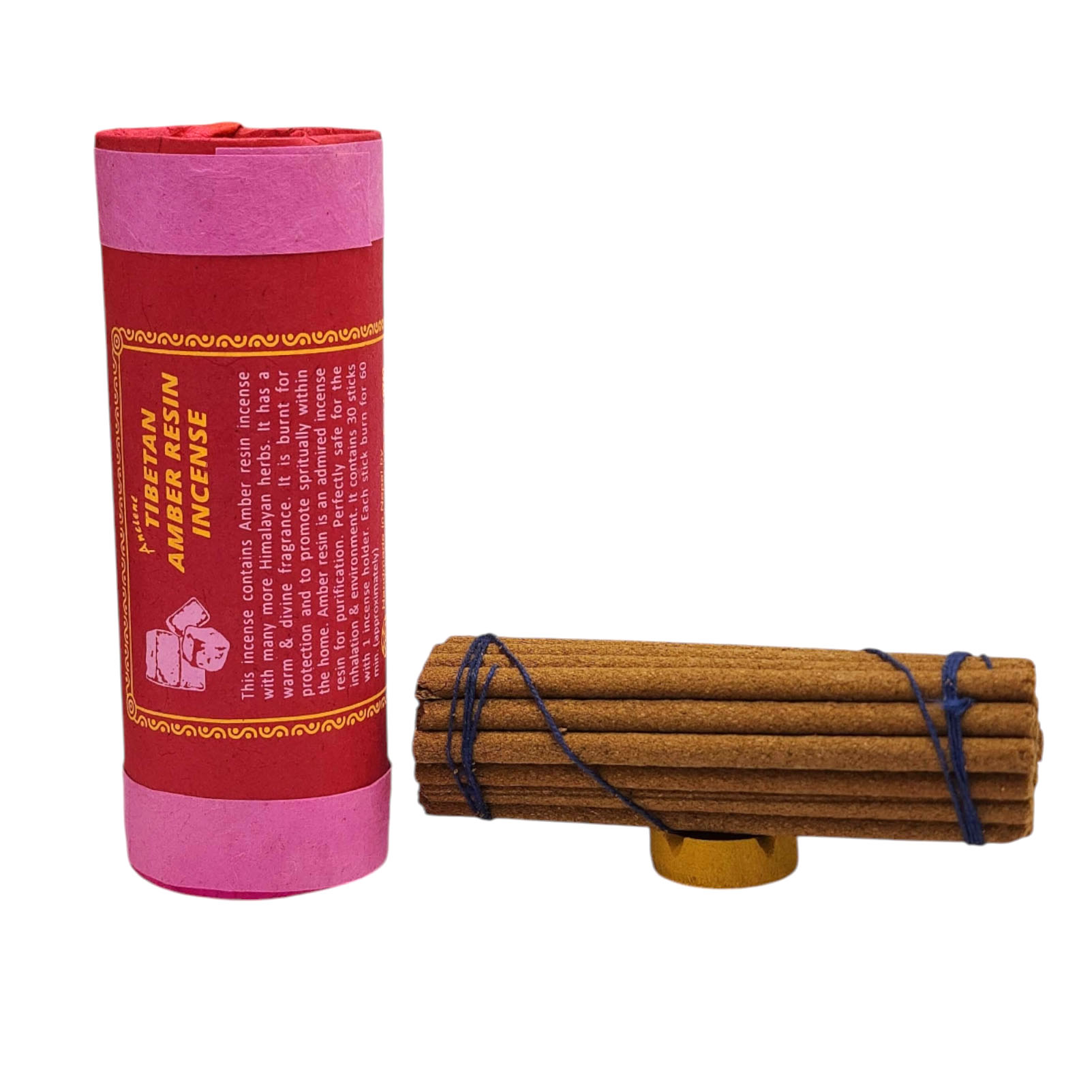 [amber Resin] Herbal Incense, [30 Sticks], [incense Holder]
