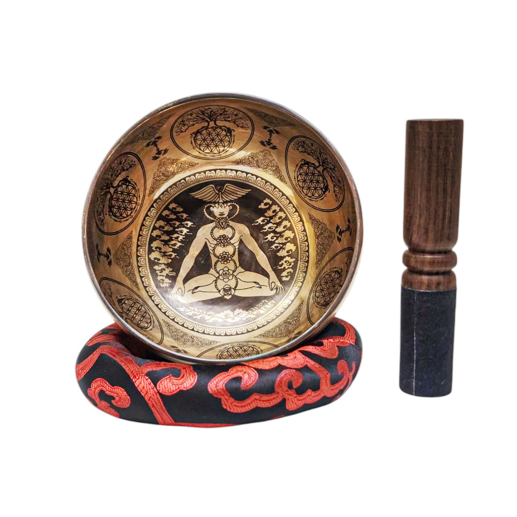 Singing Bowl, Buddhist Hand Beaten, With [samadhi] Carved Inside, [select Accessories]