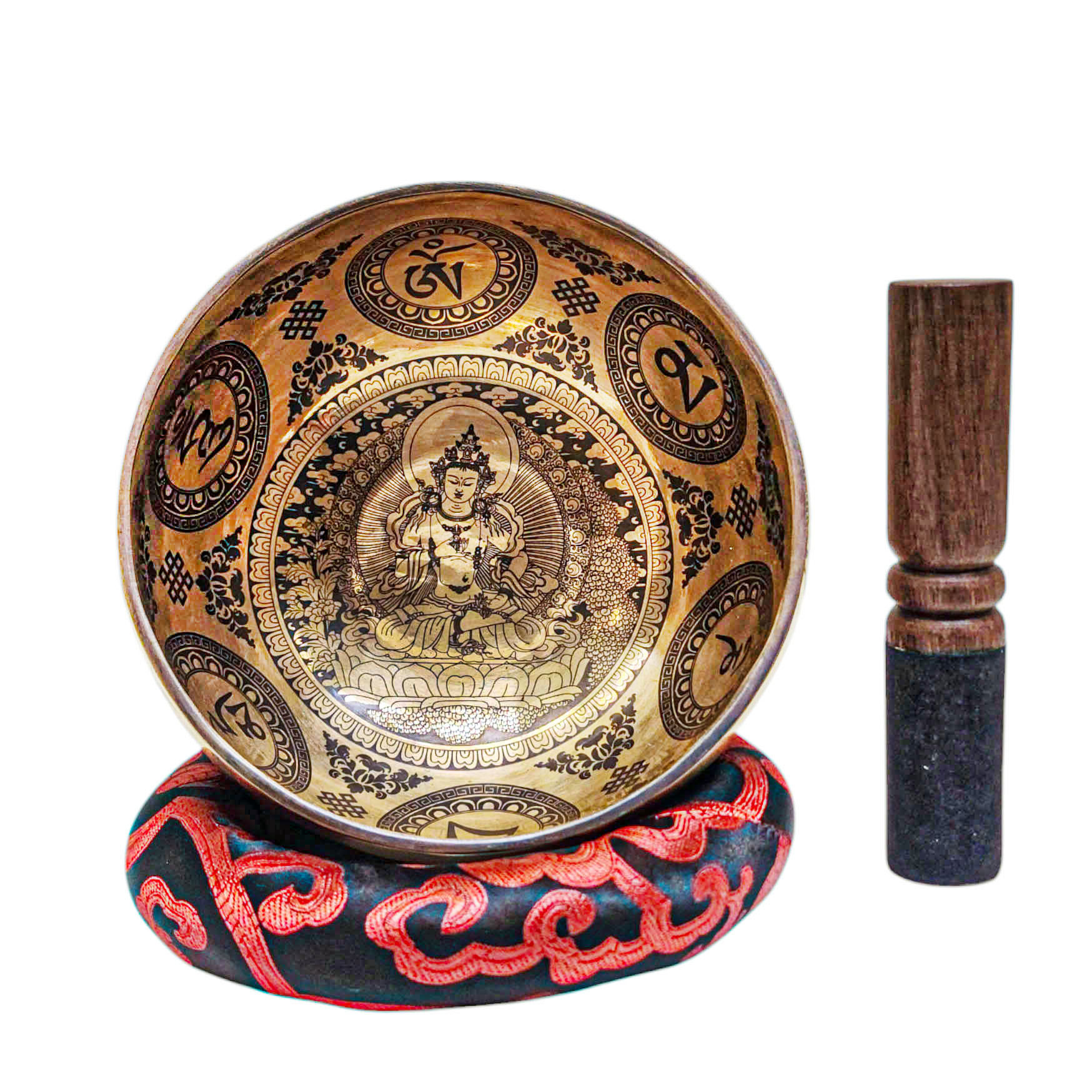 Singing Bowl, Buddhist Hand Beaten, With [vajrasattva] Carved Inside, [select Accessories]