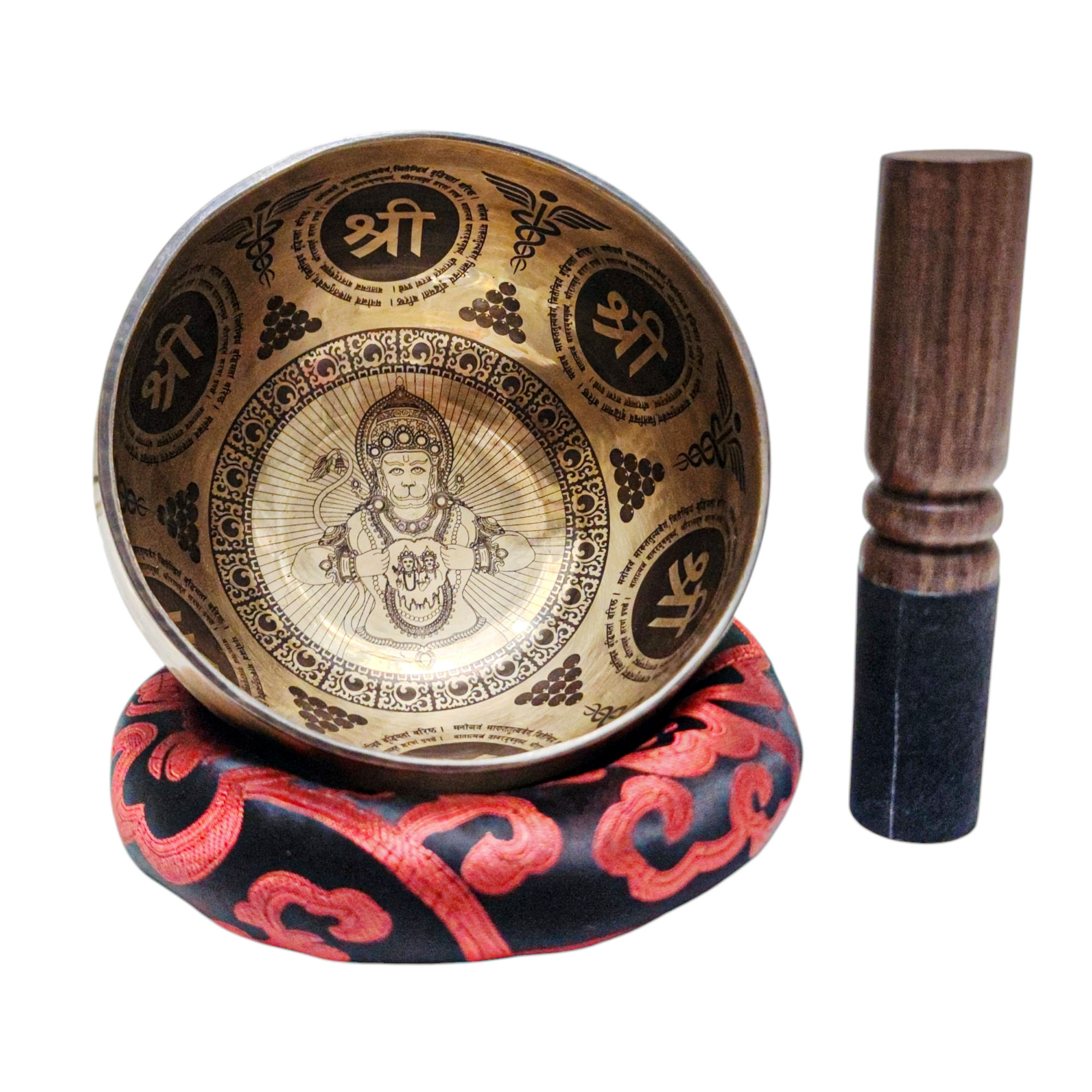Singing Bowl, Buddhist Hand Beaten, With [hanuman] Carved Inside, [select Accessories]