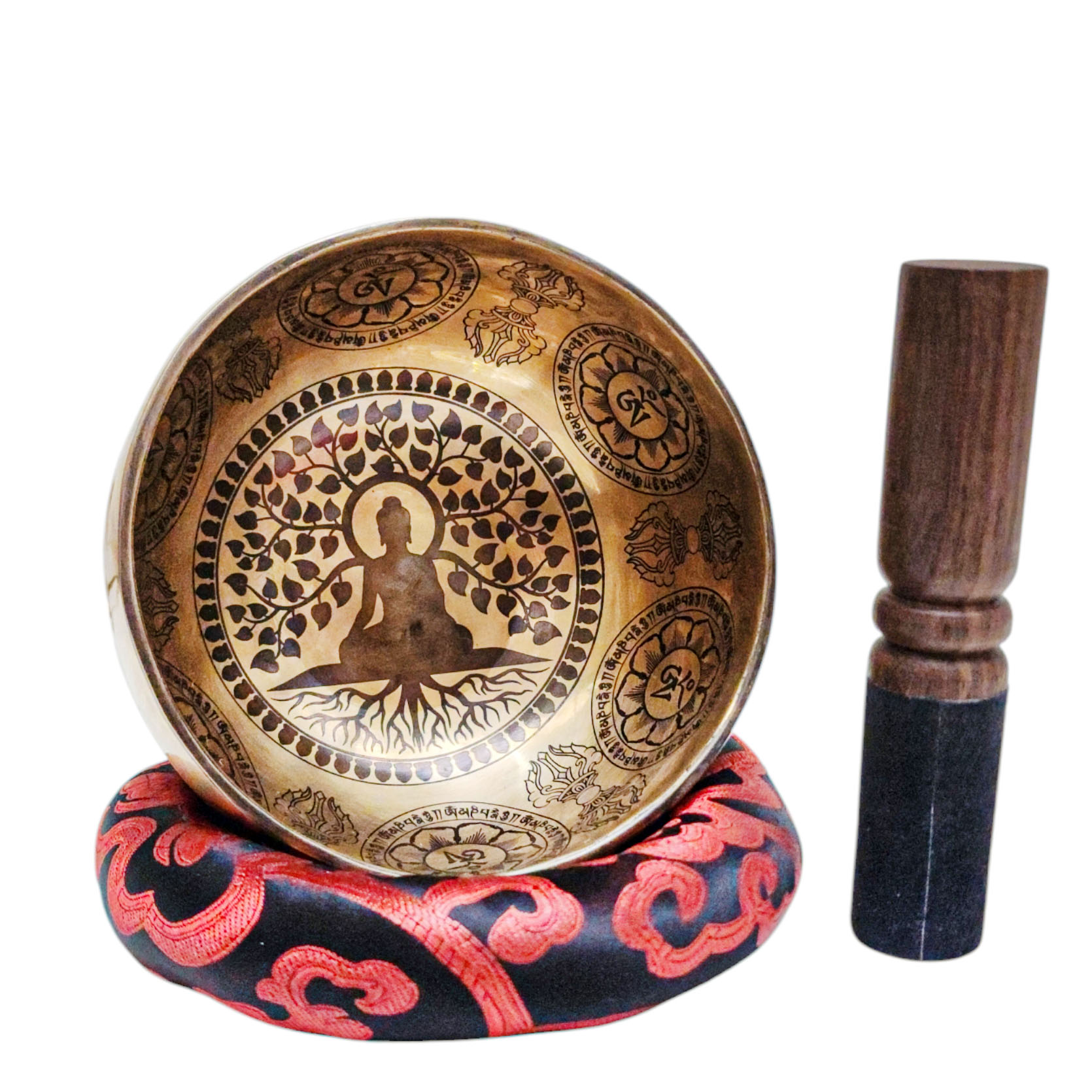 Singing Bowl, Buddhist Hand Beaten, With [buddha Inee] Carved Inside, [select Accessories]