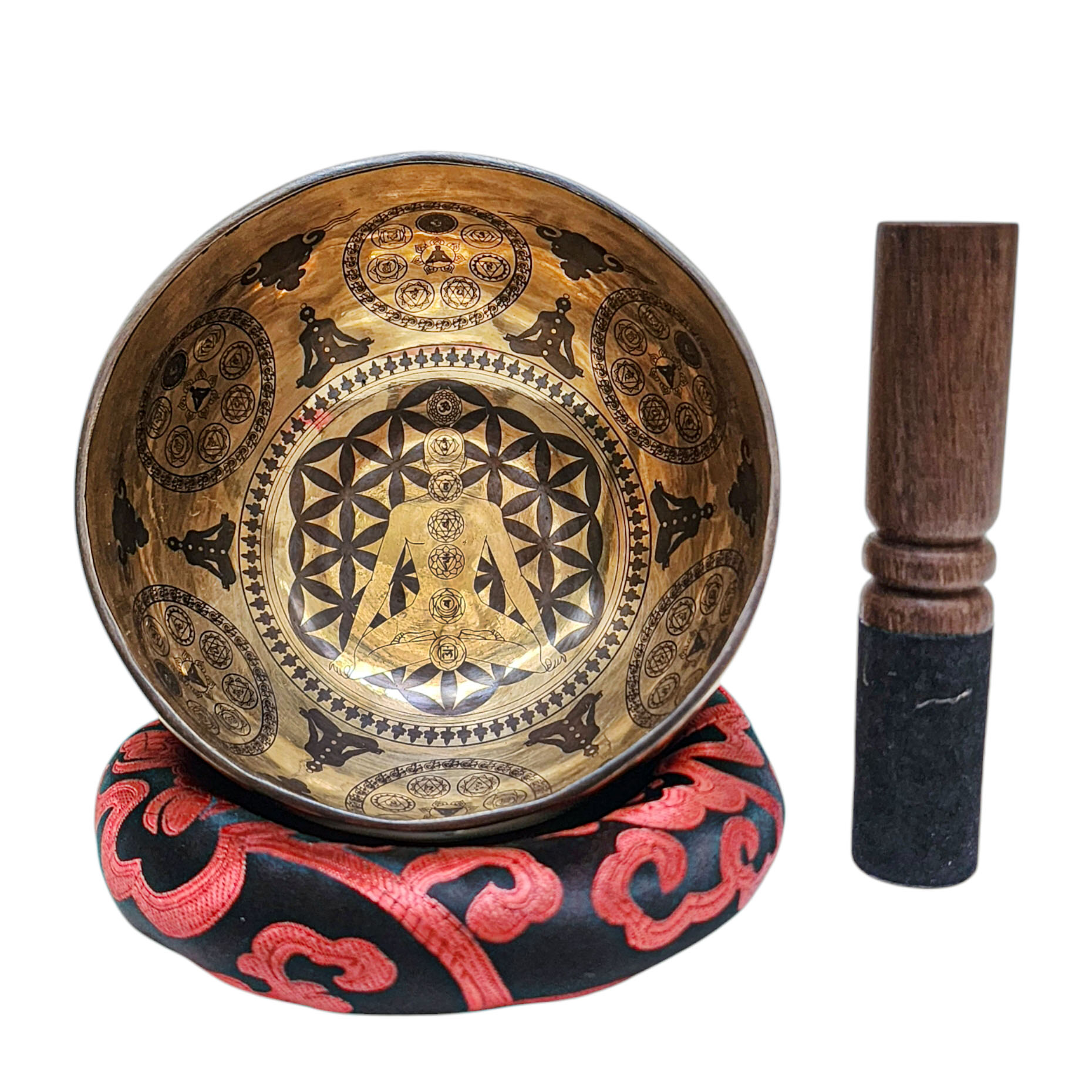 Singing Bowl, Buddhist Hand Beaten, With [samadhi] Carved Inside, [select Accessories]