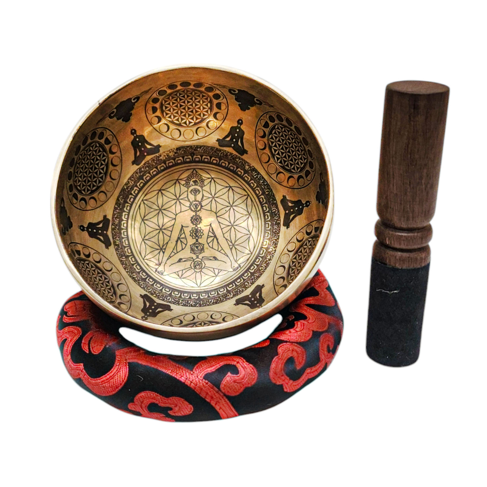 Singing Bowl, Buddhist Hand Beaten, With [samadhi] Carved Inside, [select Accessories]