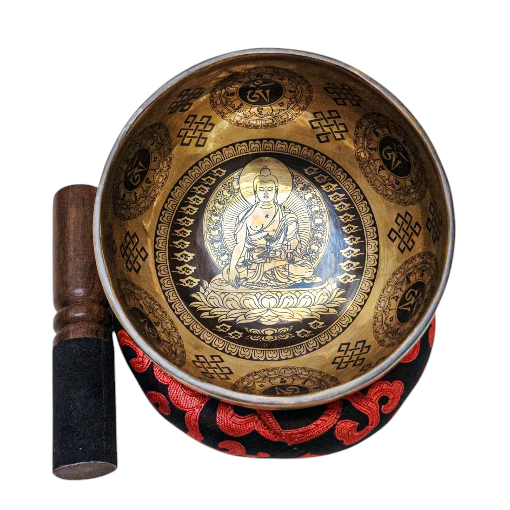 Singing Bowl, Buddhist Hand Beaten, With [buddha] Carved Inside, [select Accessories]