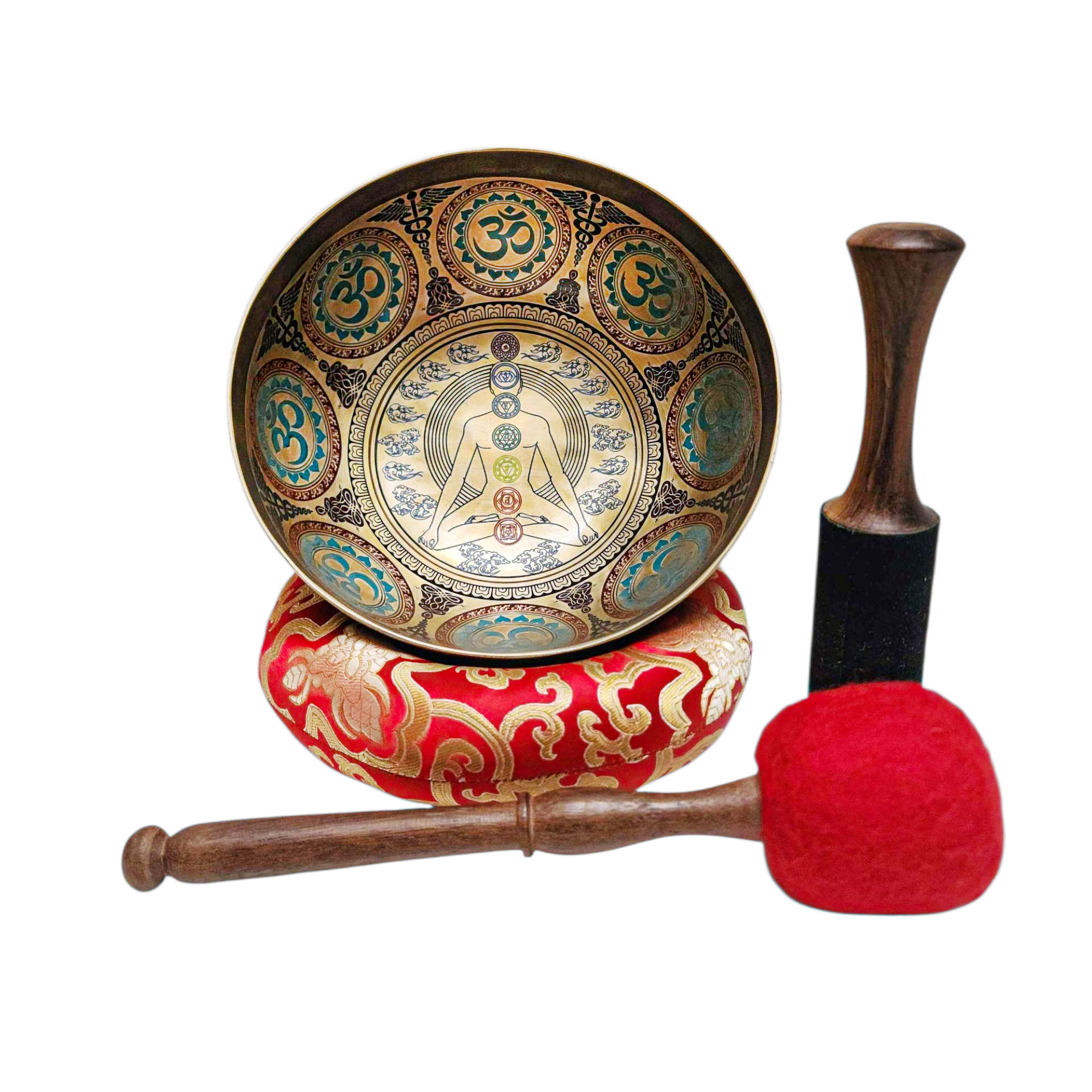 Singing Bowl, Buddhist Hand Beaten, With Fine Etching Carving, [samadhi], Thangka Color Painted, [select Accessories]