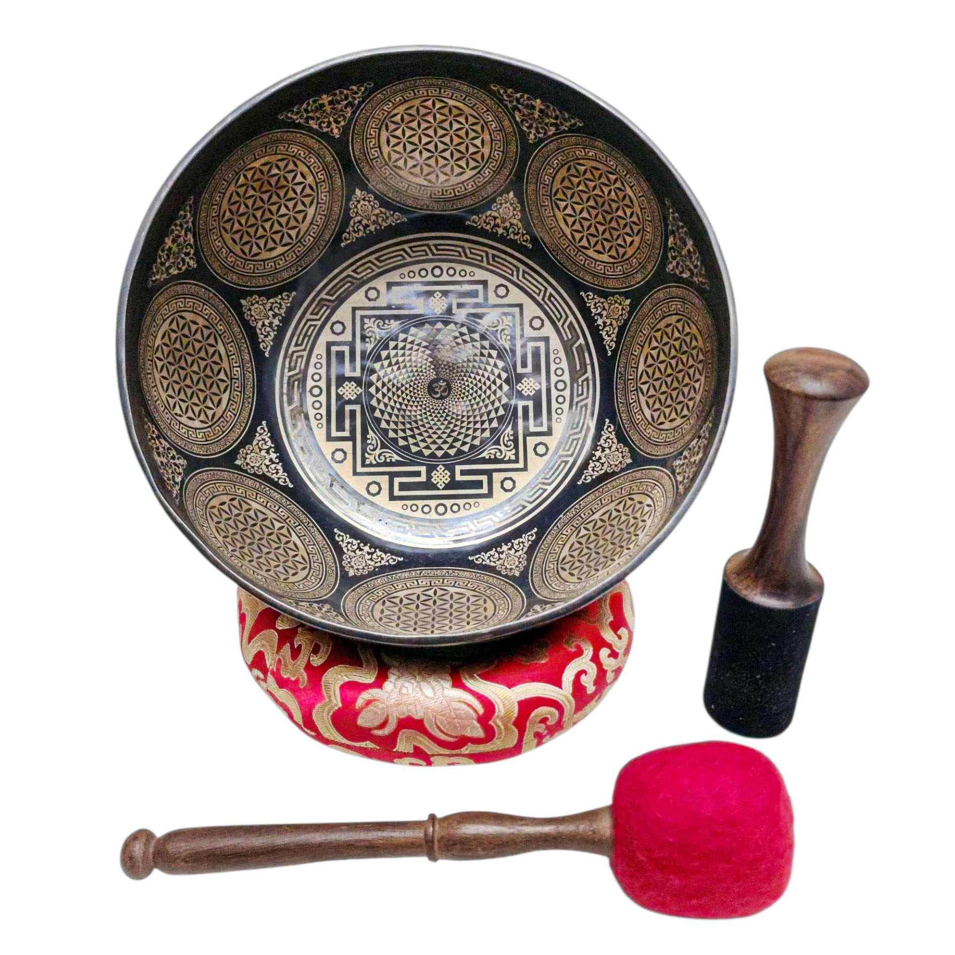 Singing Bowl, Buddhist Hand Beaten, With Fine Etching Carving, [select Accessories]