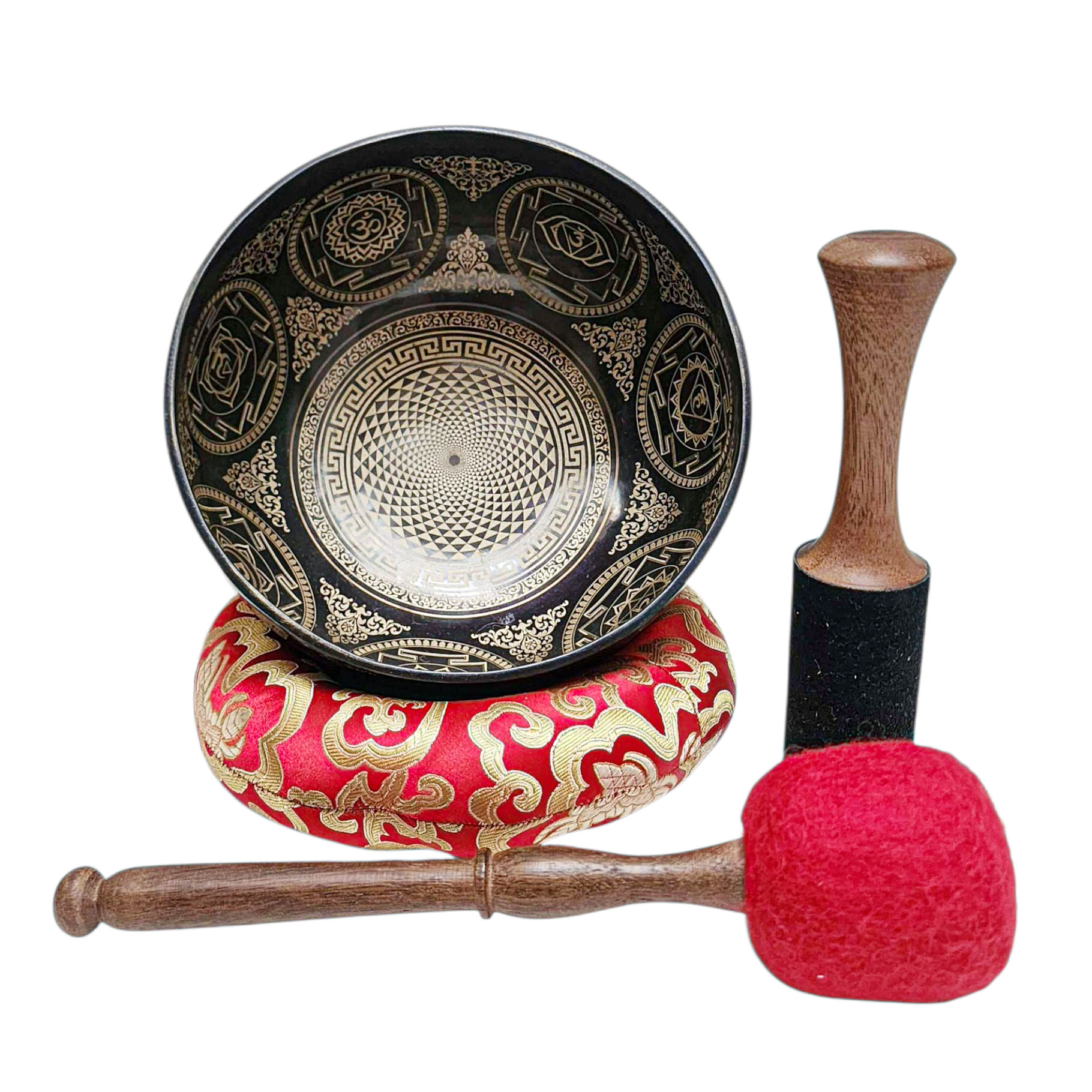 Singing Bowl, Buddhist Hand Beaten, With Fine Etching Carving, [select Accessories]
