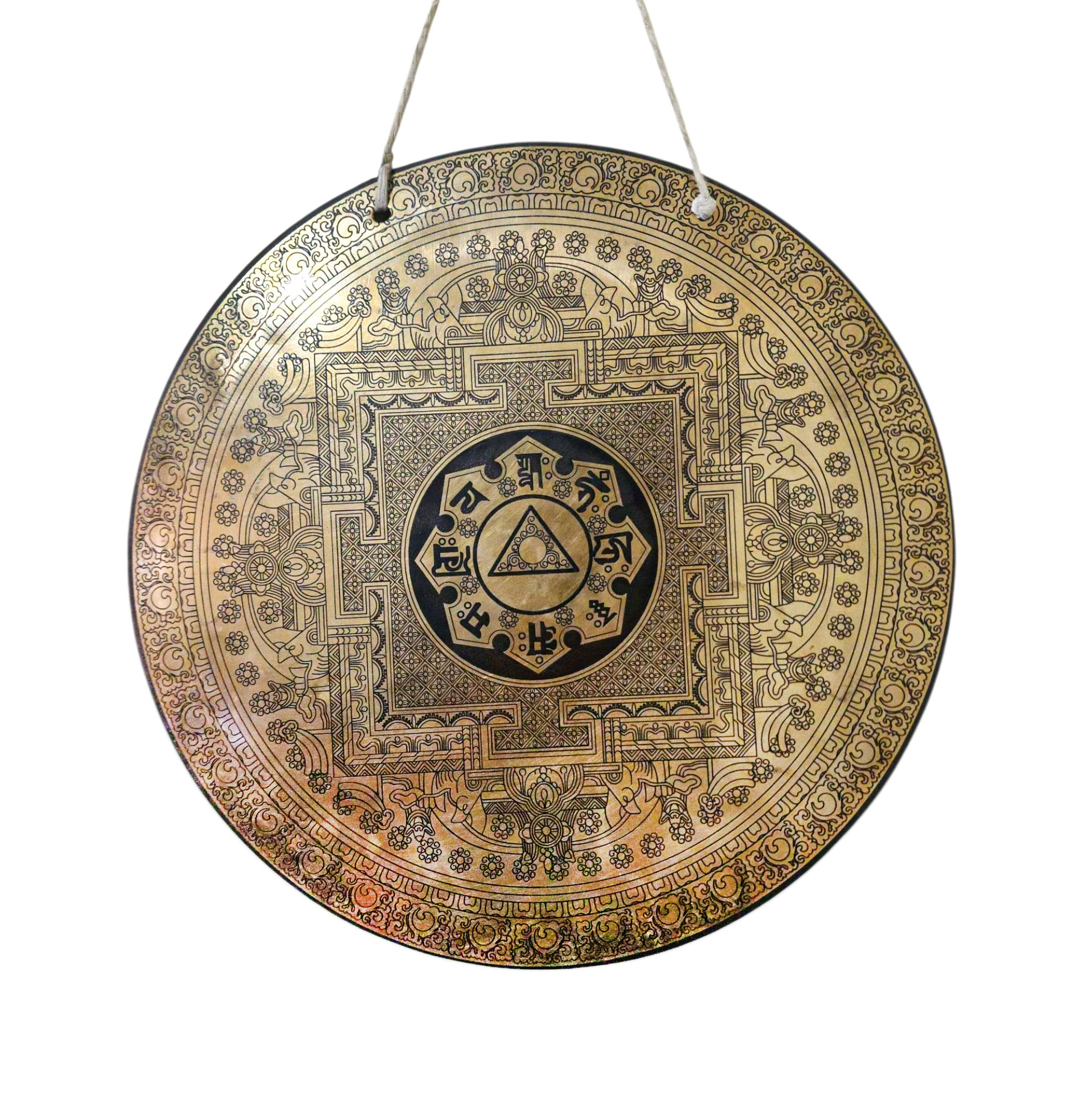 Handmade [gong], Bronze [wind Or Flat] Gong, [mandala] Etching Carving