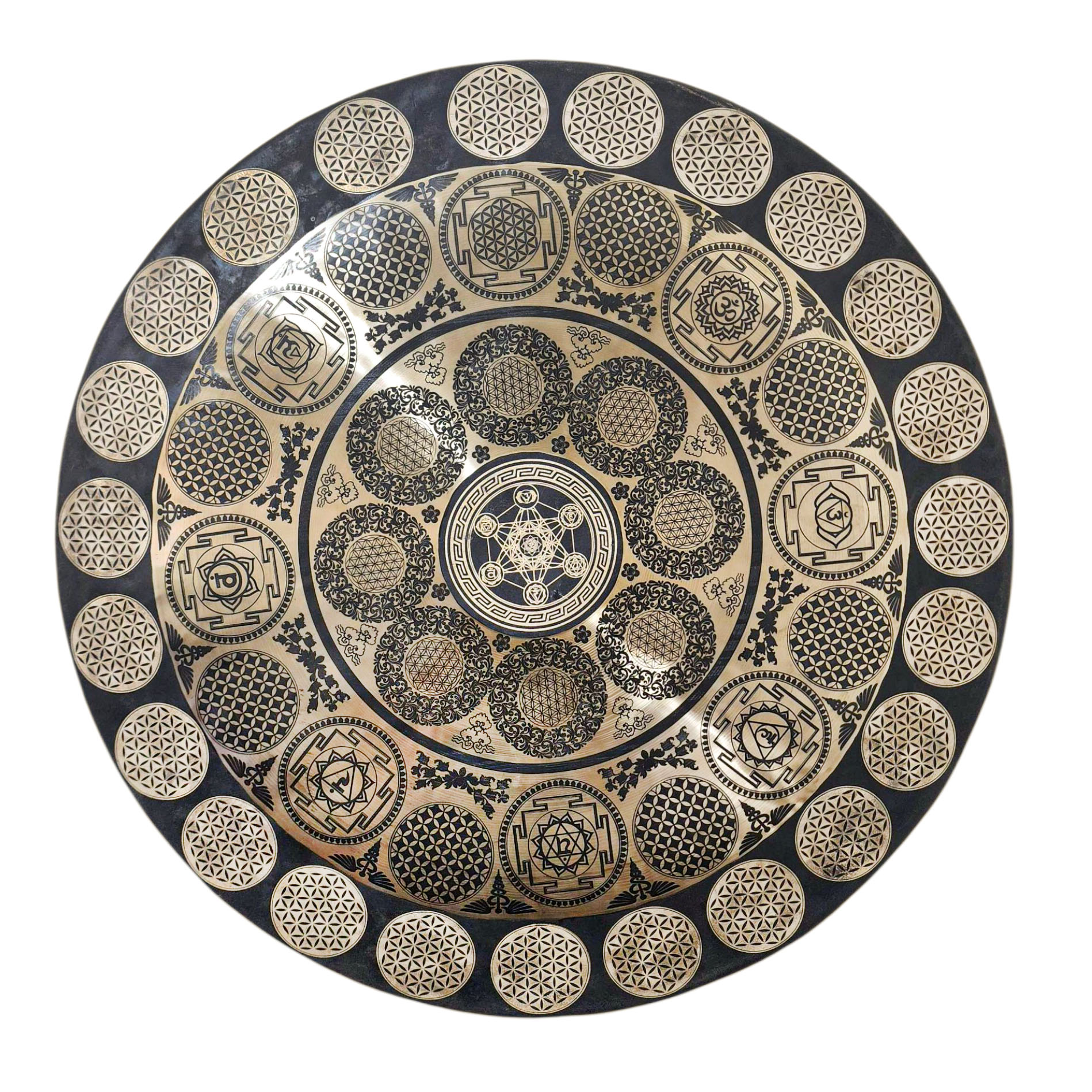 Handmade [gong], Bronze Chau Gong, Tam-tam Gong, Symphonic Gong With [sri Yantra] Etching Carving