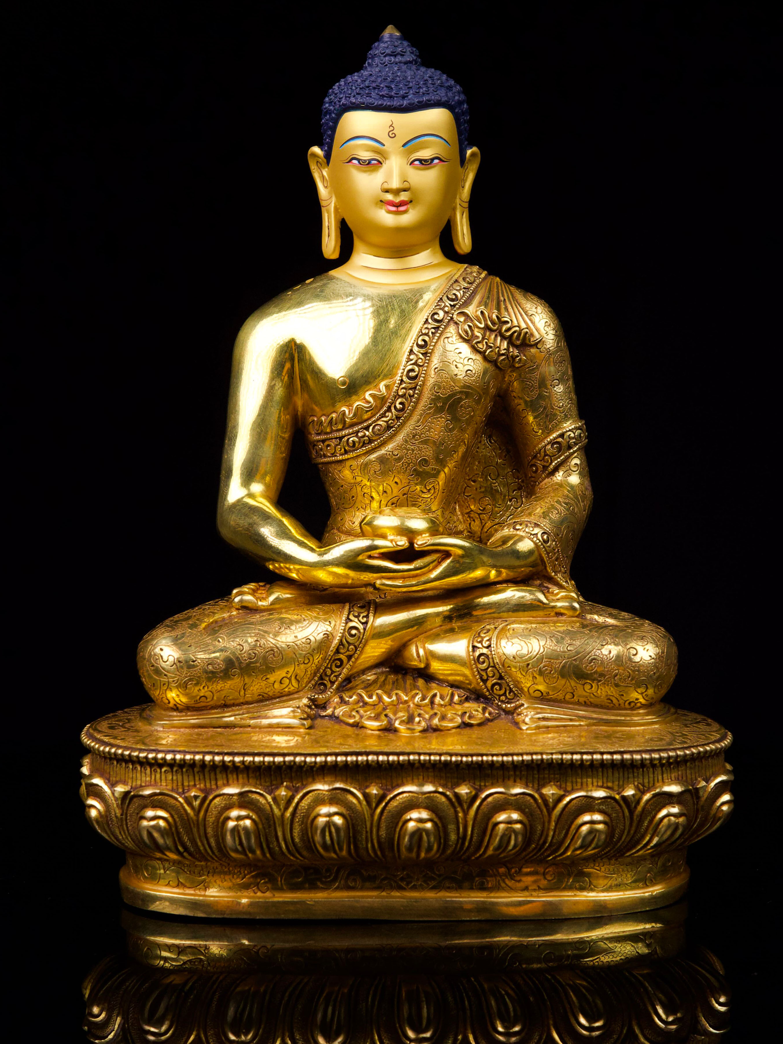 [amitabha Buddha] Buddhist Handmade Statue, [full Gold Plated], [face Painted]