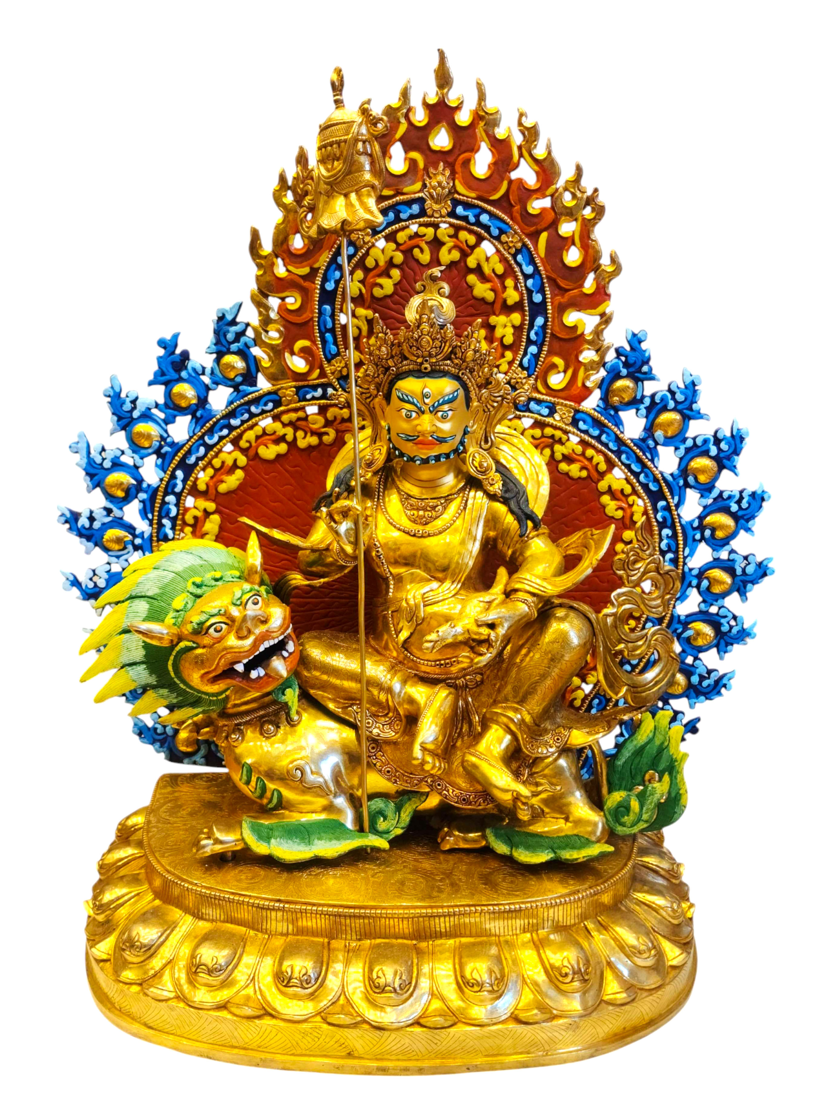 [jambhala: Namtose], Buddhist Handmade Large Statue, [full Gold Plated], [face Painted]