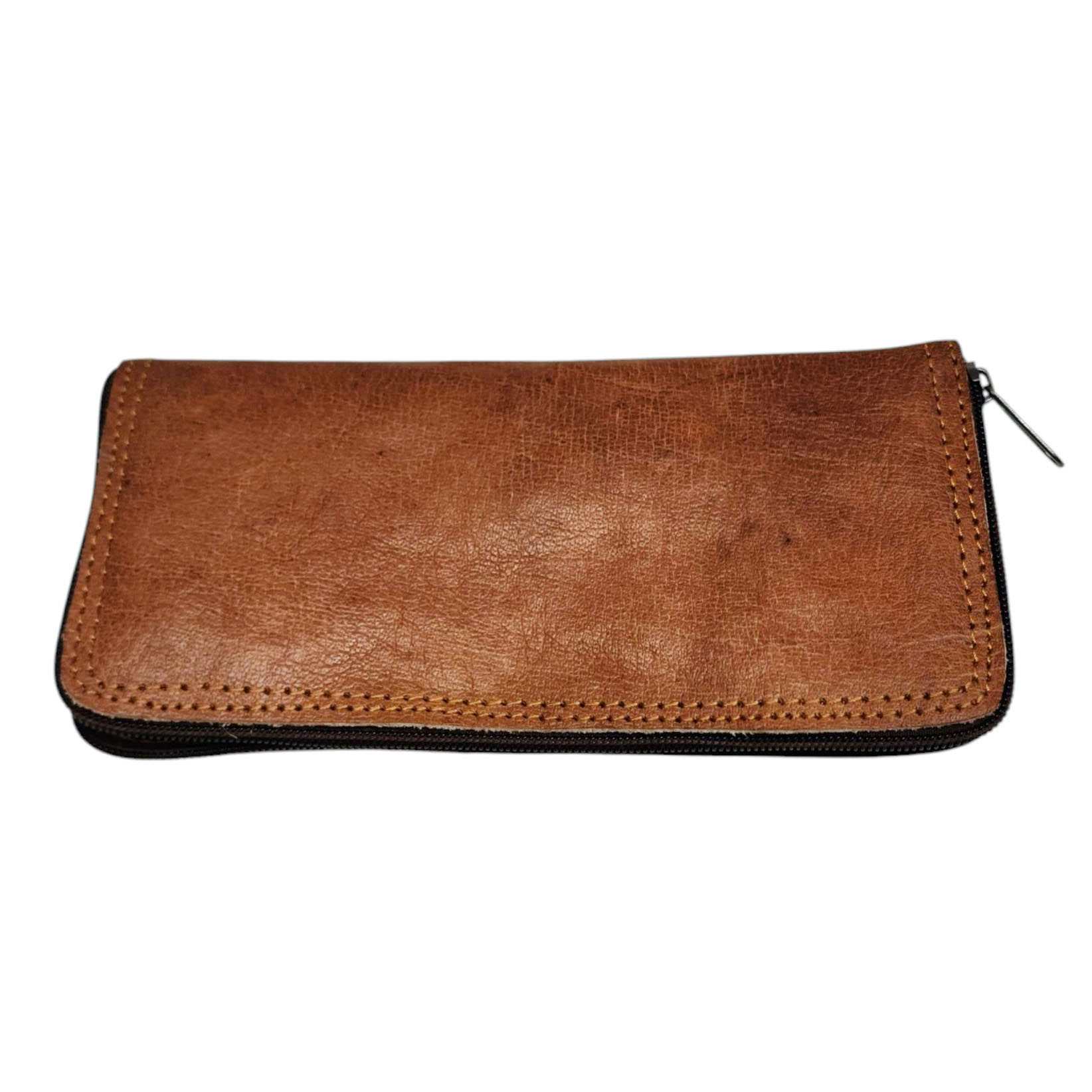 Pure Leather Handmade Purse [brown], [4 Pocket], [2 Zip]