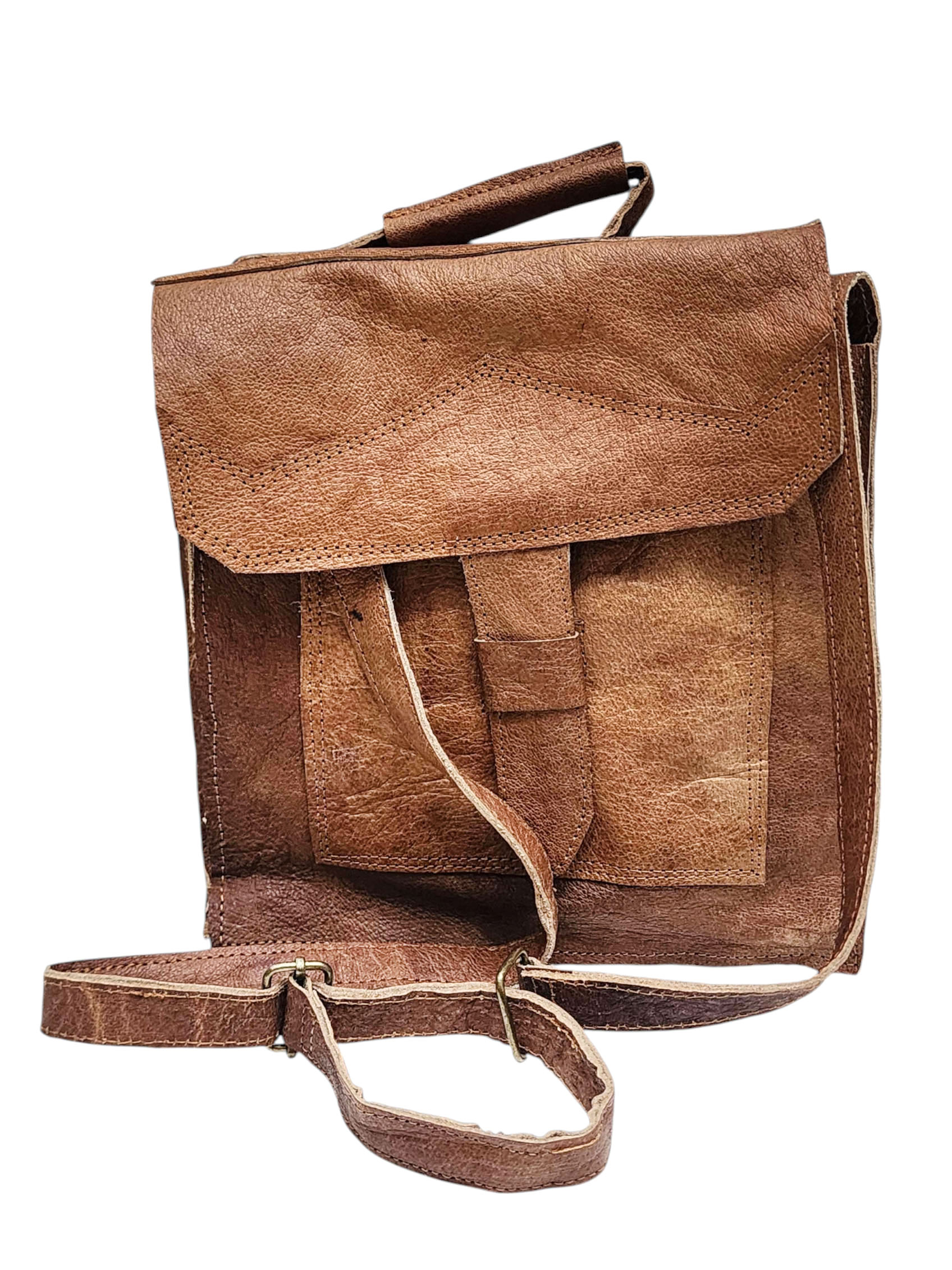 Himalayan Yak Leather Office Shoulder Bag [1 Pockets], [1 Zip], With [leather Stripe Lock]