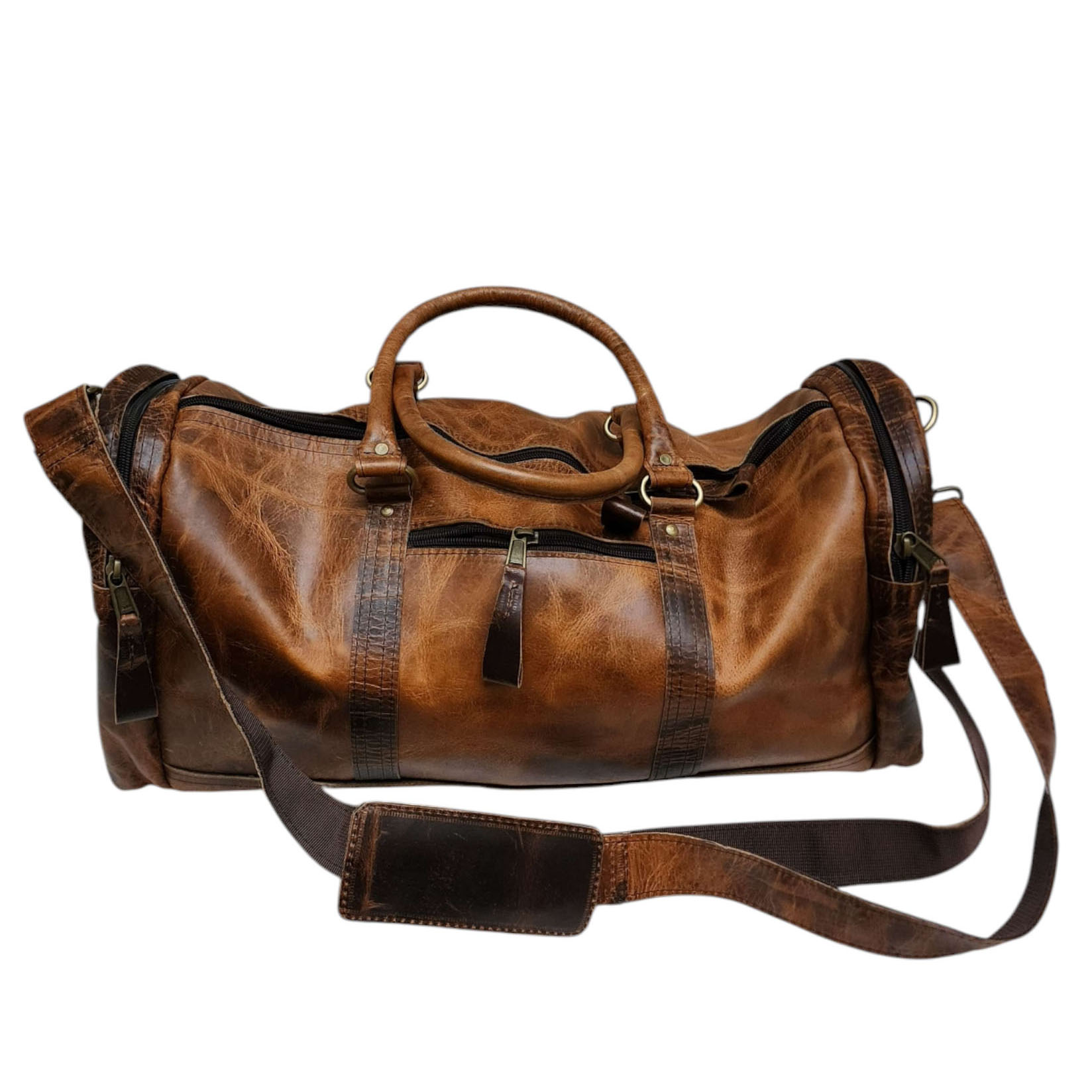 Himalayan Yak Leather [luggege Bag], [2 Zip] And [4 Pocket]